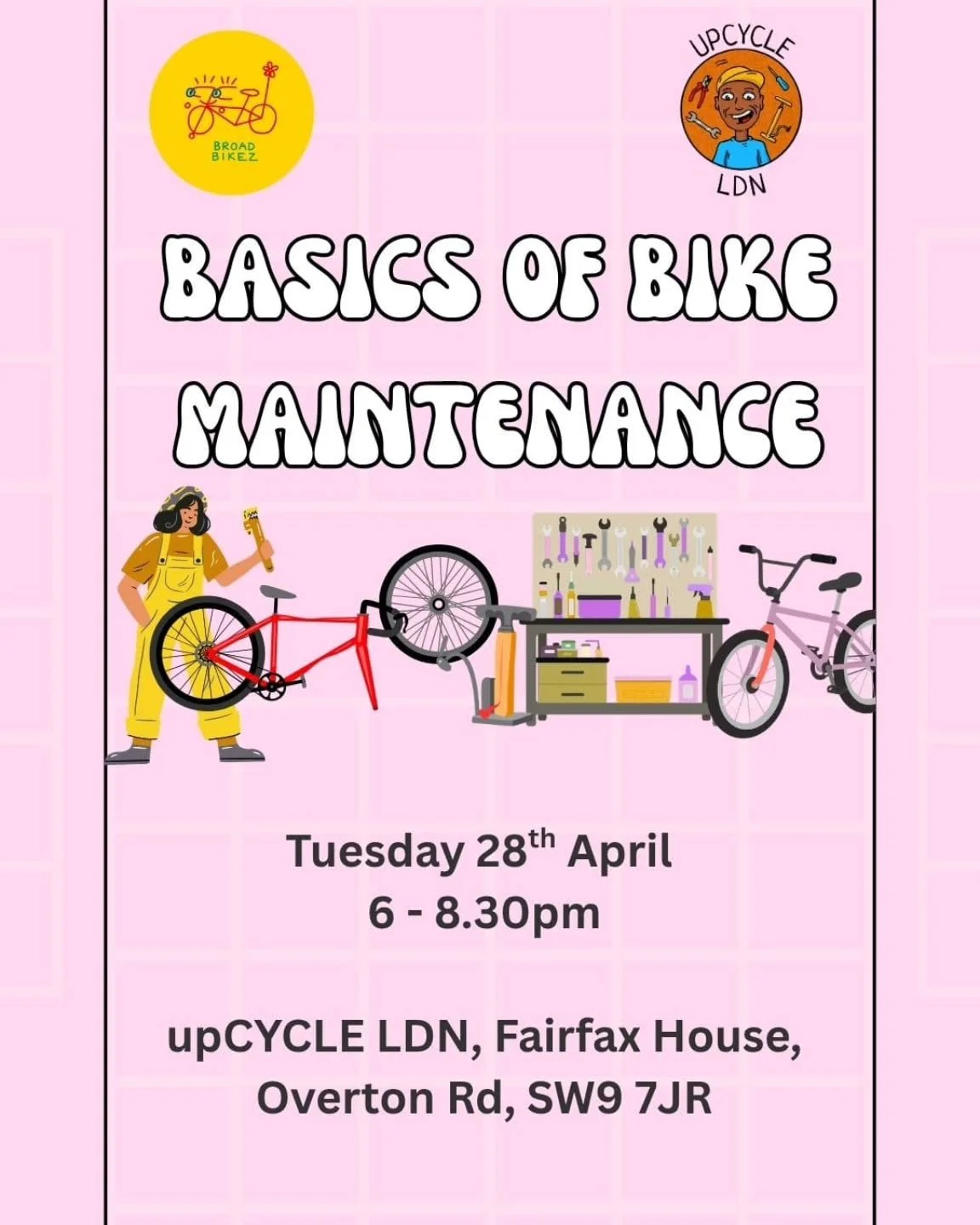 We're excited to start collaborating with upCYCLE LDN to deliver our basics of bike maintenance workshops at their Brixton hub 🚲 

This session is perfect for beginners, come and learn the essentials to looking after your bike in a relaxed and frien