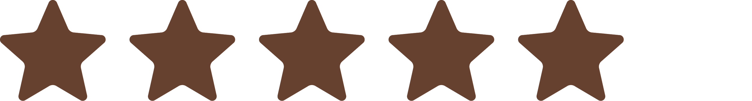Six brown stars on a transparent background.