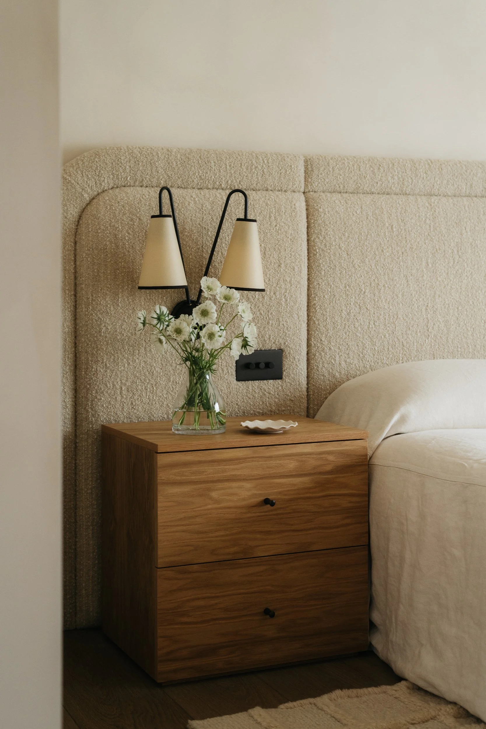 Bespoke bedside table and bed