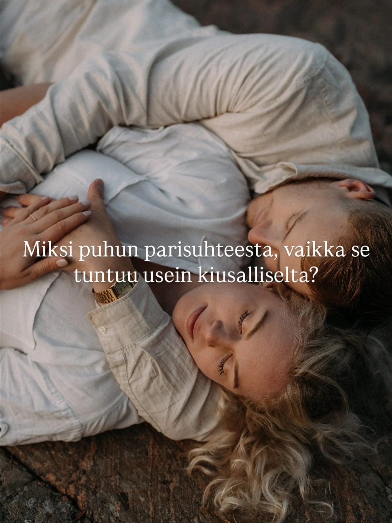 Parisuhteesta ja l&auml;heisyydest&auml; puhuminen tuntuu usein v&auml;h&auml;n kiusalliselta, koska ne on niin henkil&ouml;kohtaisia asioita, mutta

jos yksikin pari pys&auml;htyy ajattelemaan, oisko t&auml;ss&auml; jotain, mink&auml; &auml;&auml;re