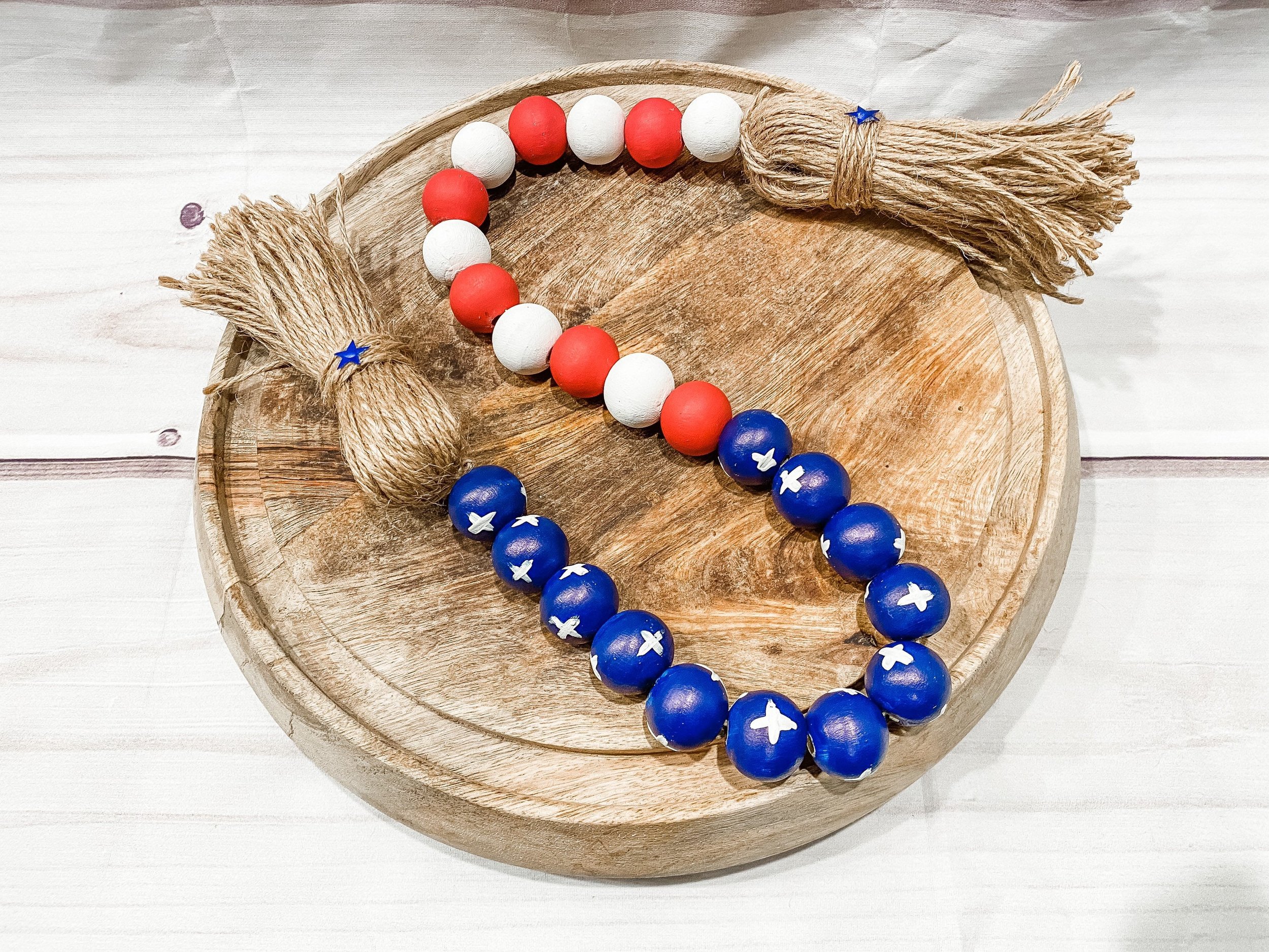 4th of July America Farmhouse Garland, 4th of July wood garland, Memorial Day, Independence Day