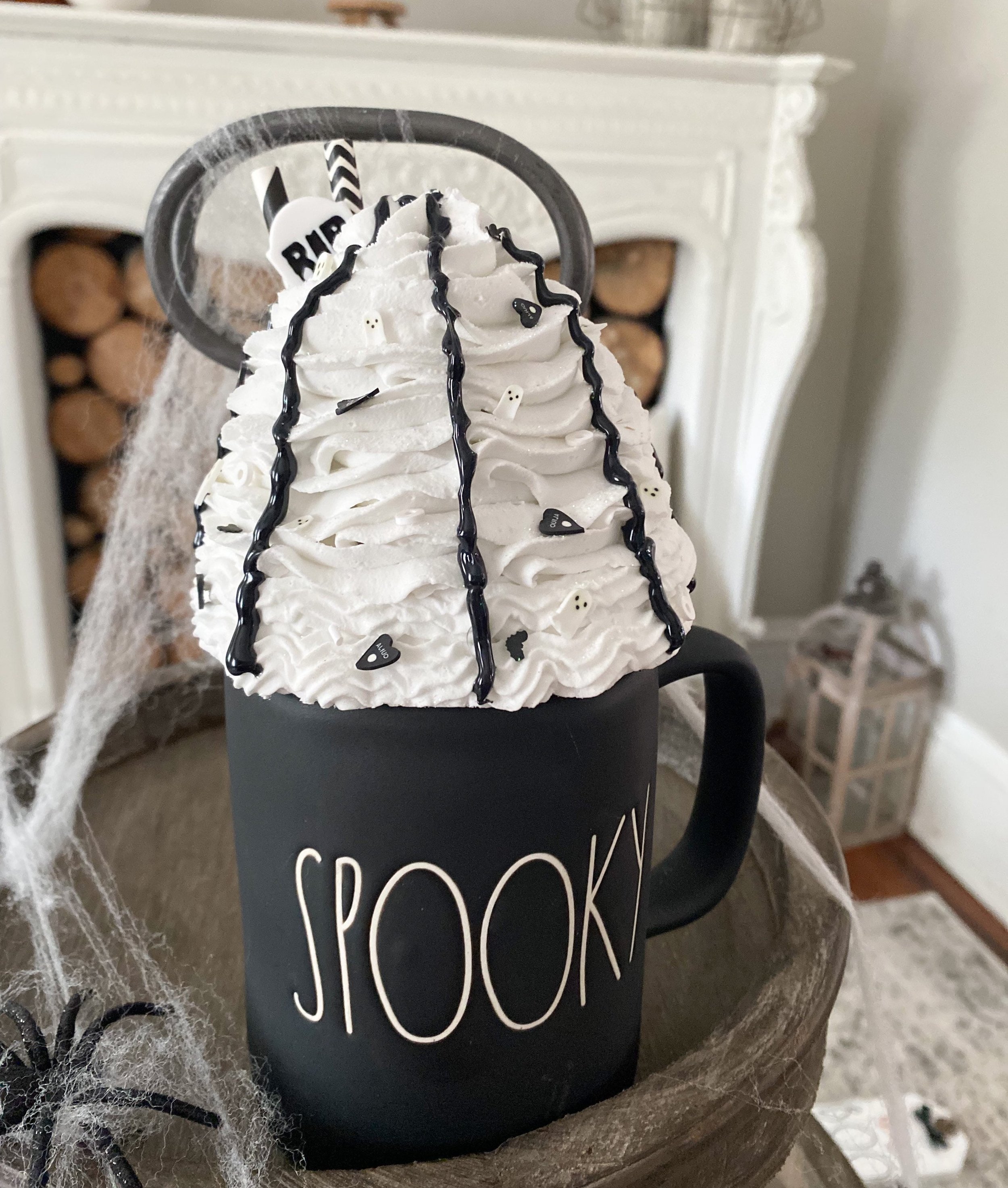 Spooky faux whip cream mug topper | mug topper | rae Dunn | rae Dunn inspired | Halloween mug topper