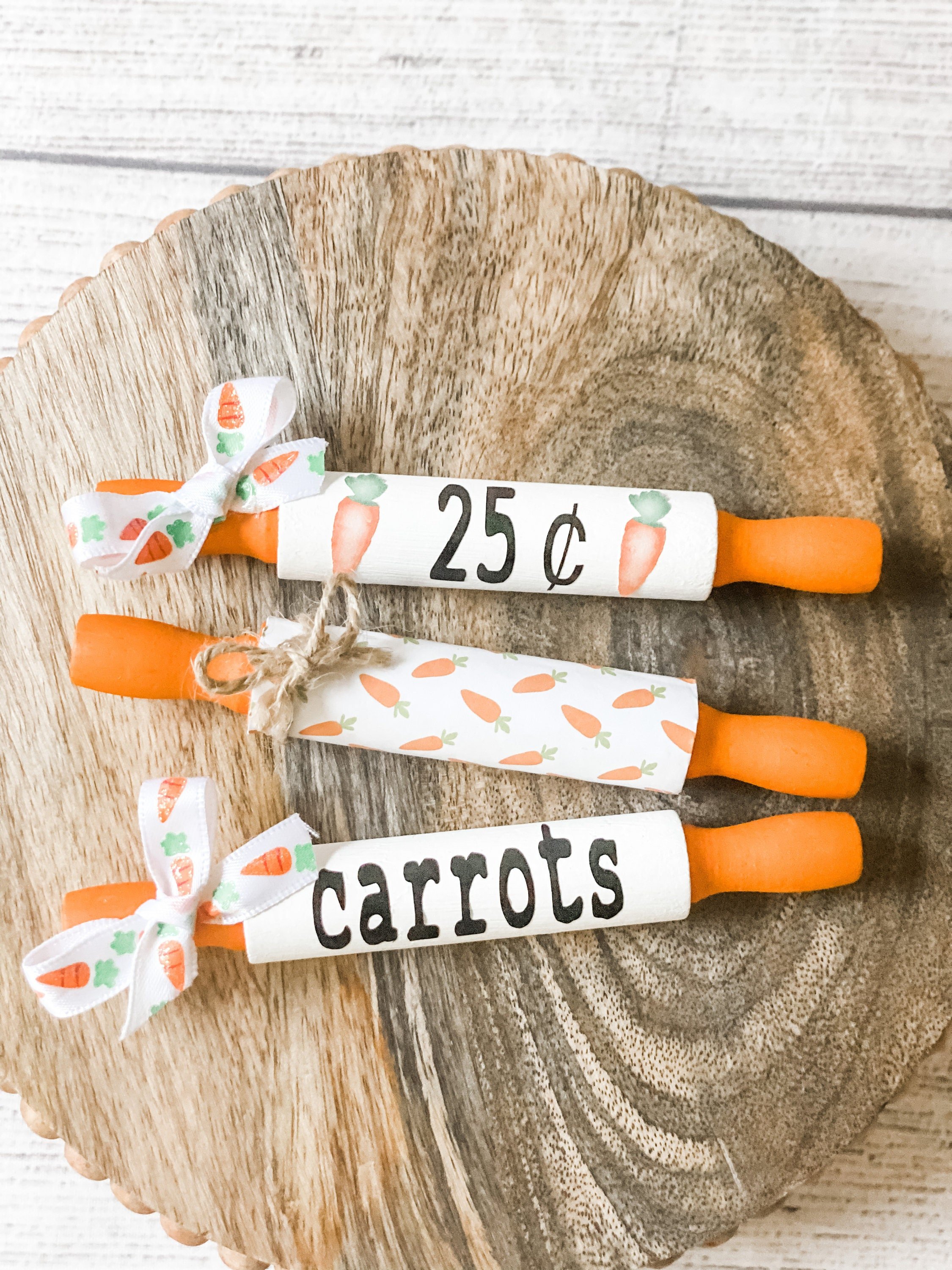 Easter Mini Wooden Rolling Pins | Rae Dunn Inspired Rolling Pins|Carrot Farmhouse Decor