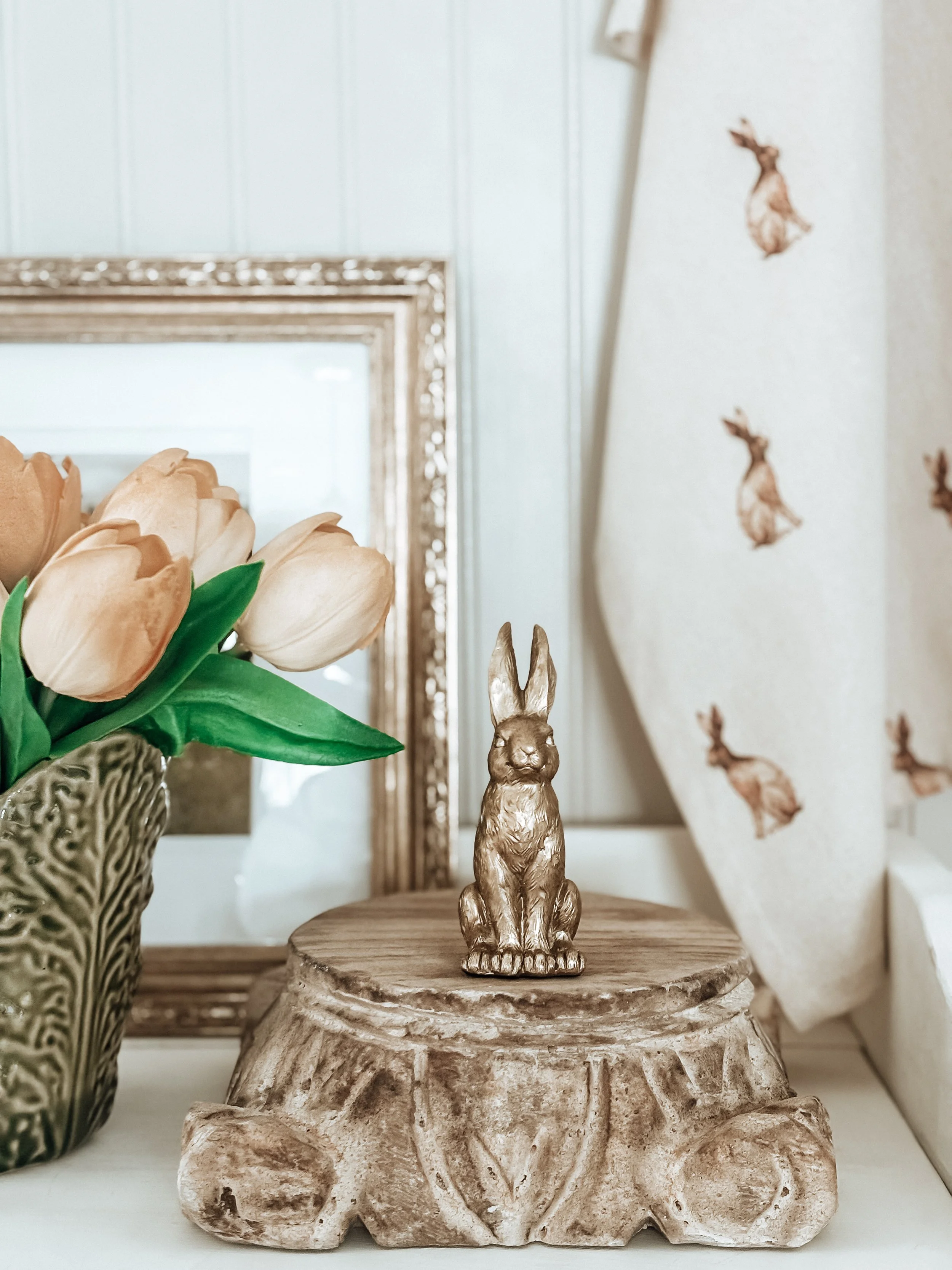 Mini Gold Cottage Bunny Figurine