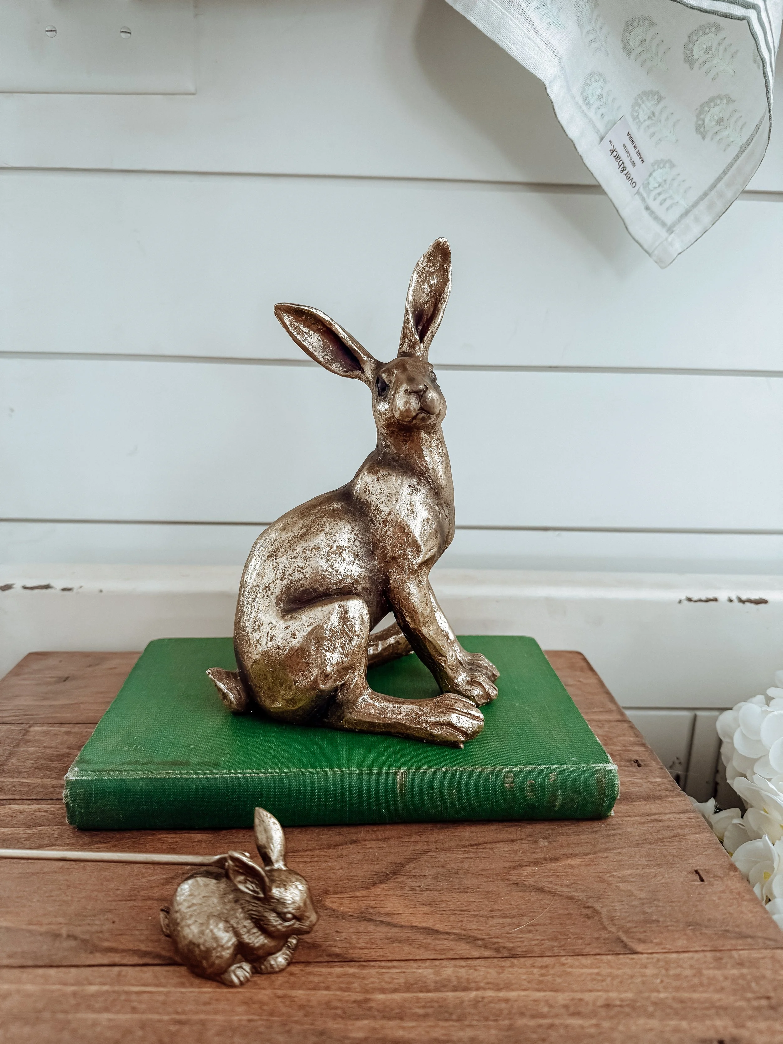 Vintage Brass Tone Rabbit Figurine | Cottagecore Easter Decor