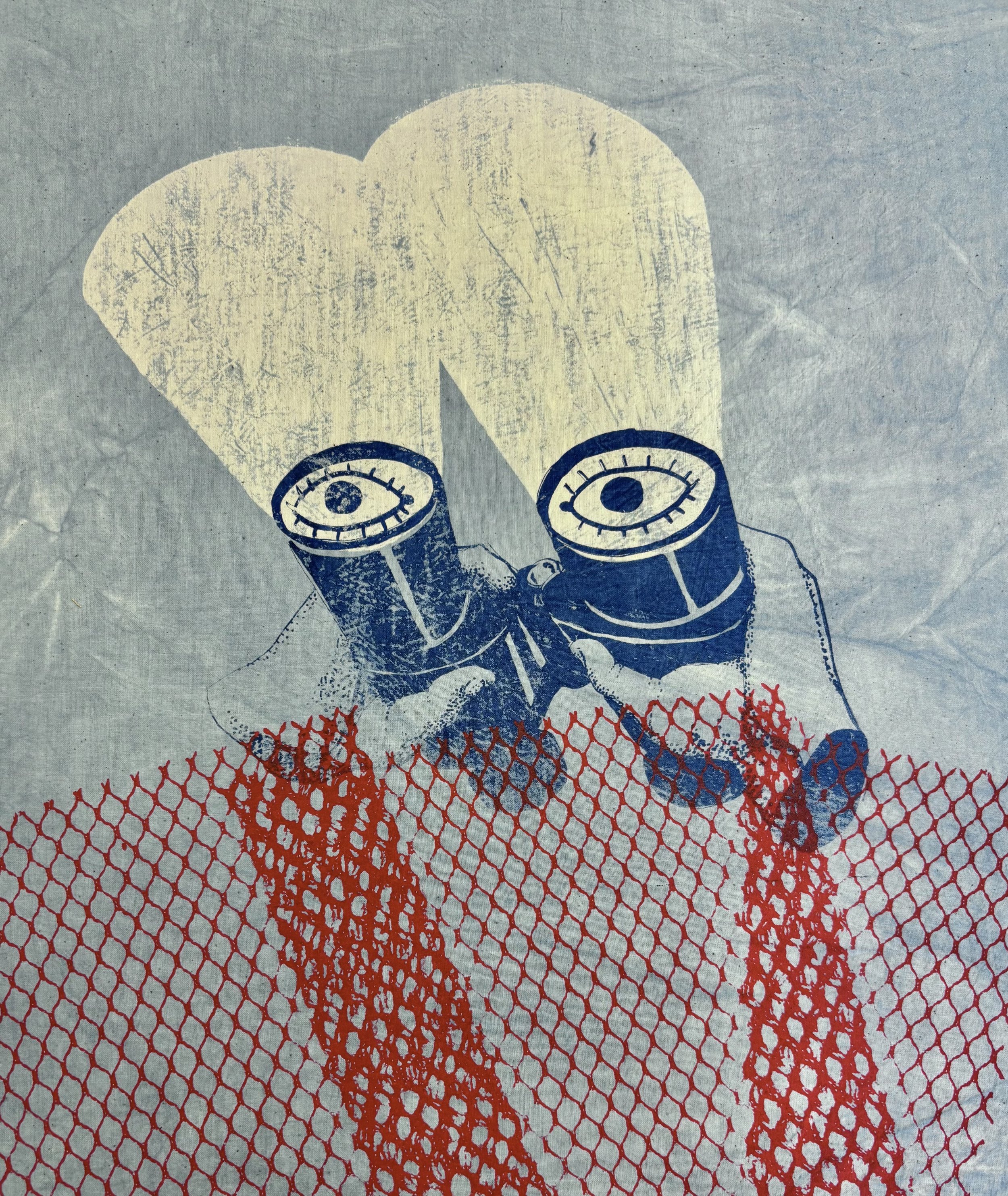 "Busybody", Screenprint on dyed fabric, 2024
