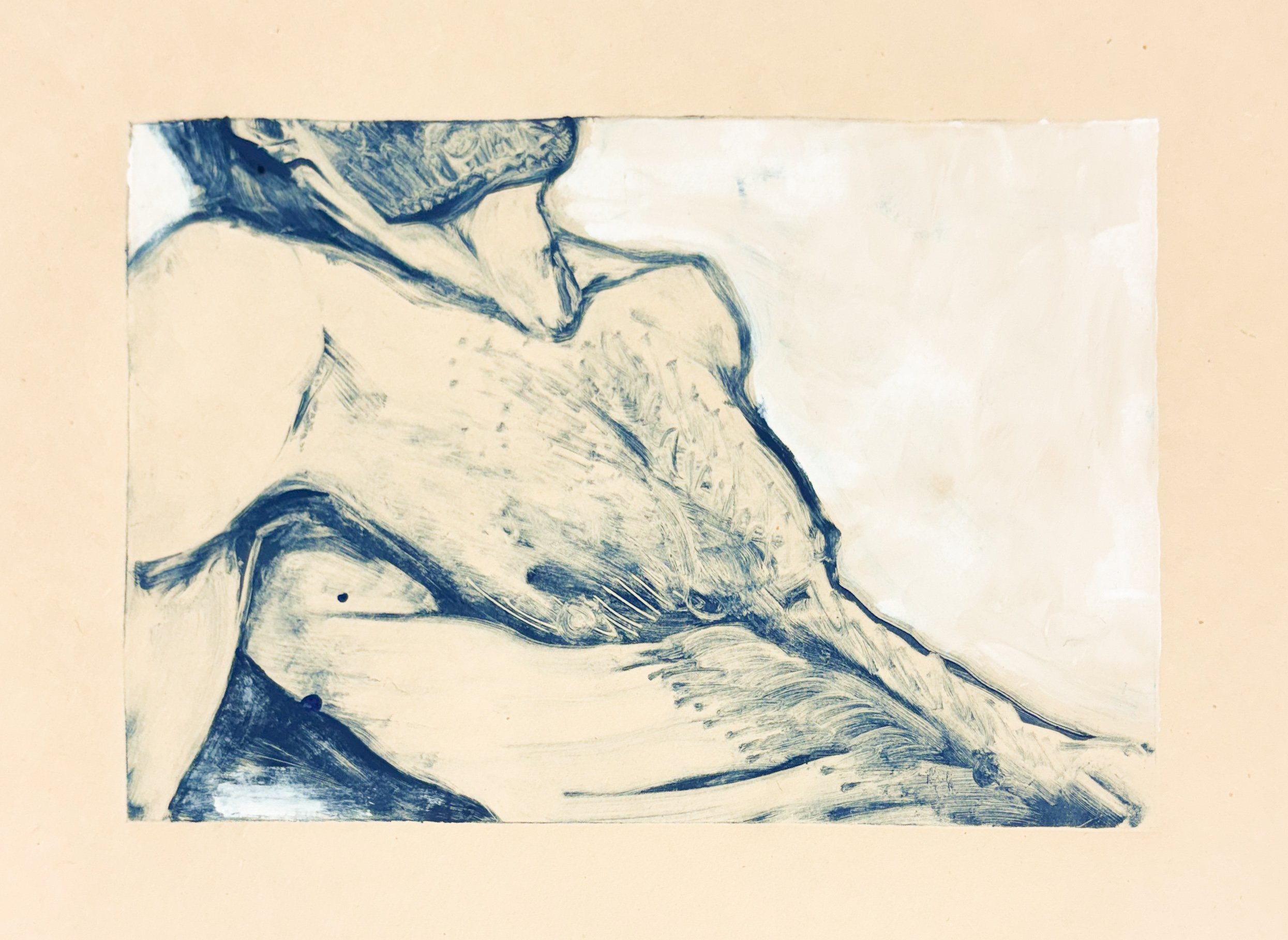 "Chest Hair", Monotype on paper, 11"x14", 2025