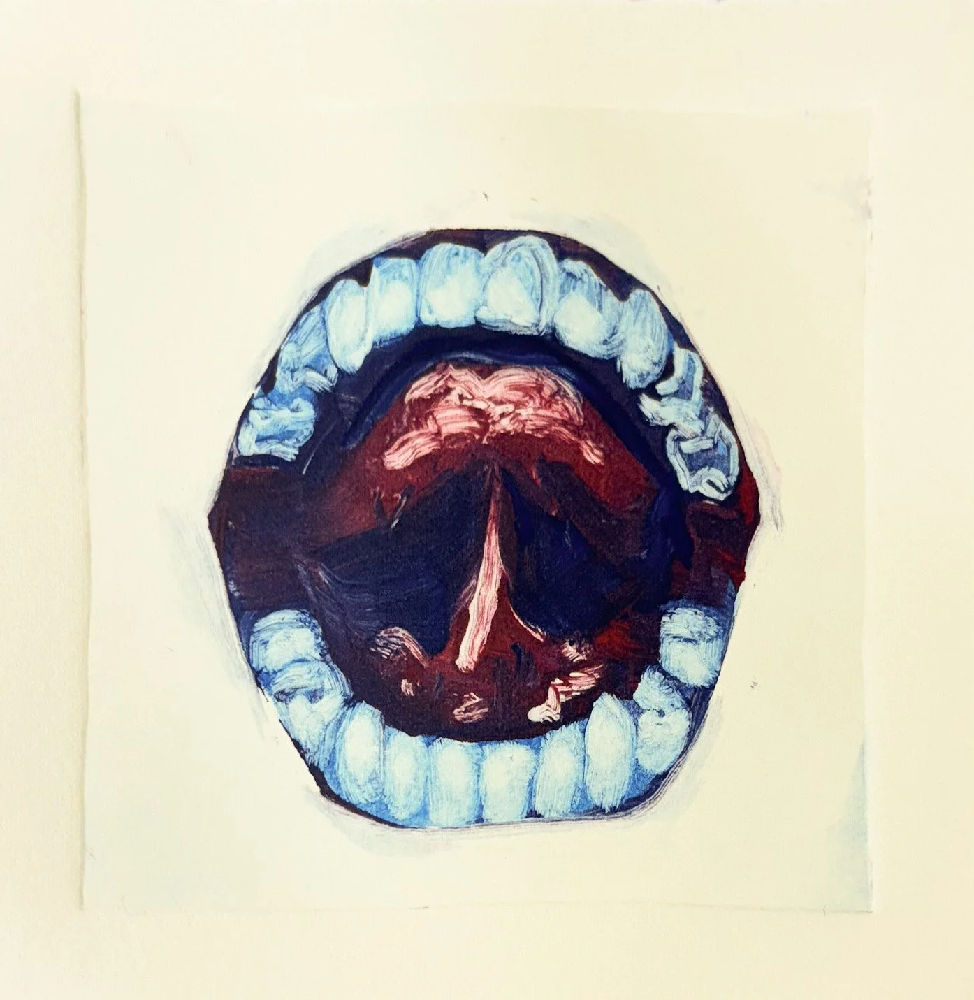 "Sublingual", Monotype on Paper, 6"x6", 2025
