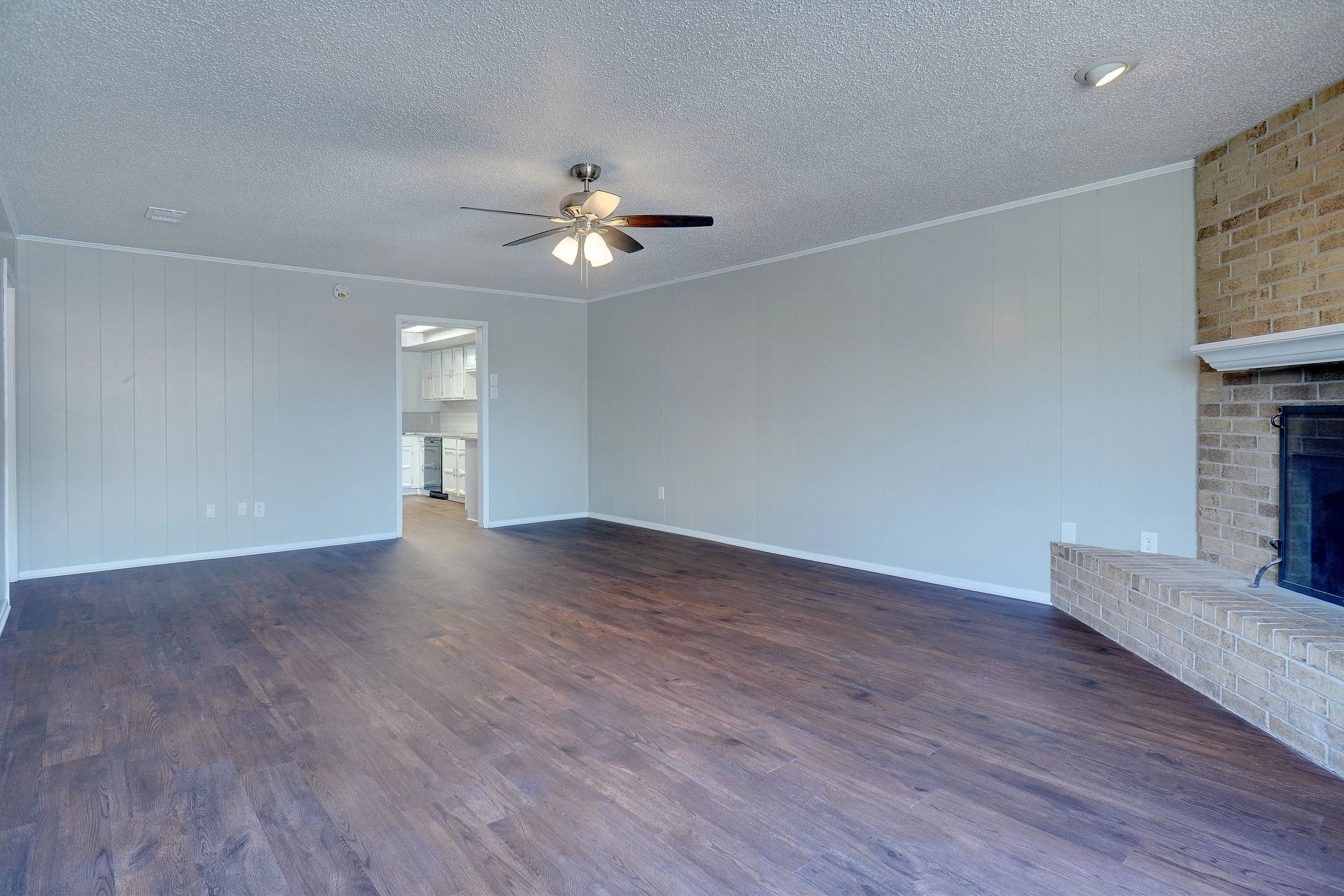 Large living room with fireplace