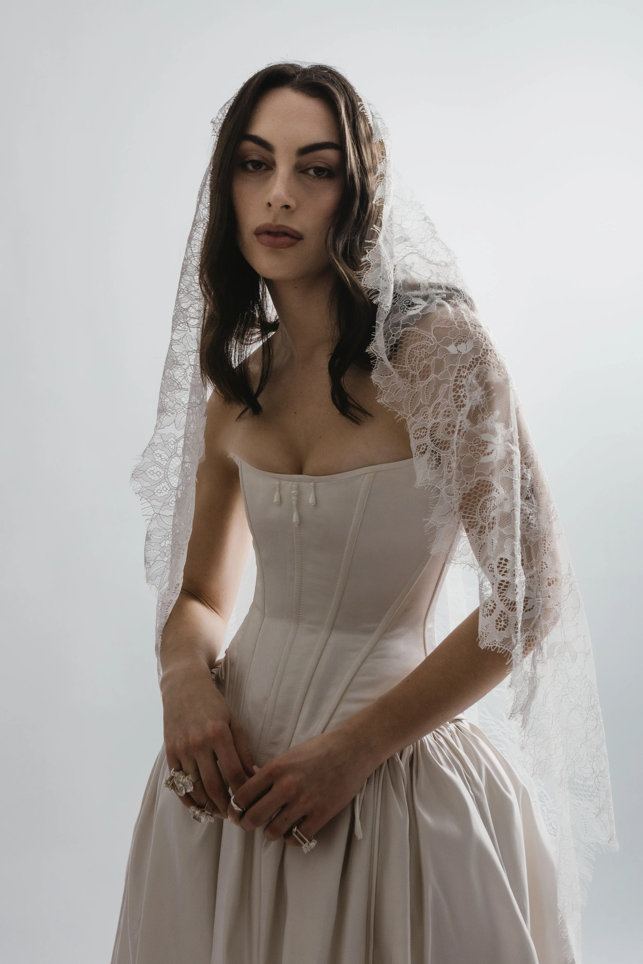 Modern bride wearing an LVR Bridal wedding dress