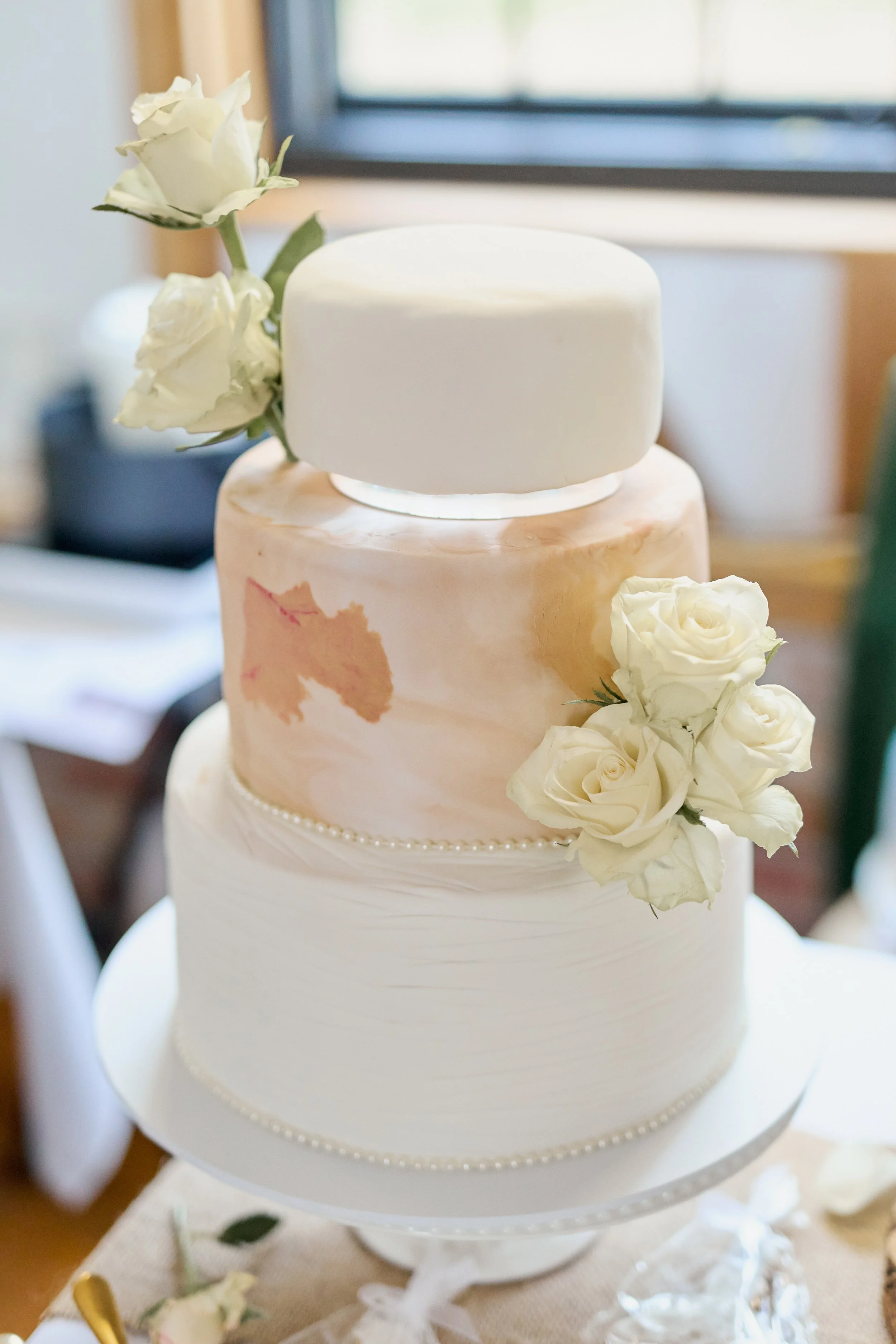 three tier fondant wedding cake