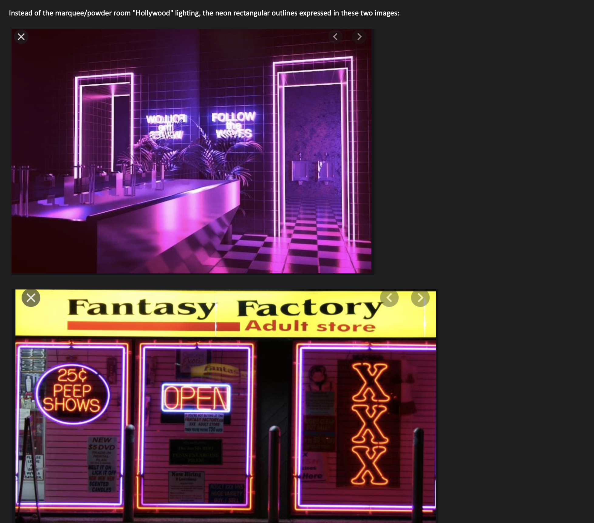 Lighting and window display references