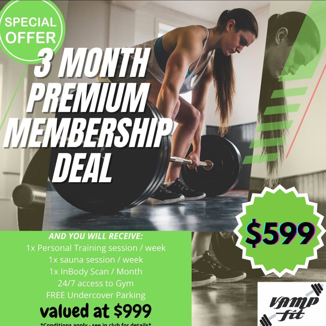 What better way to kickstart your Health &amp; Fitness&hellip;..

Come on in to VampFit and Join up to our BEST Deal yet. 

With Our 3 month Premium Membership Deal You will Receive 

✅ 1 Personal Training session per week. 
✅ 1 Infrared Sauna per we