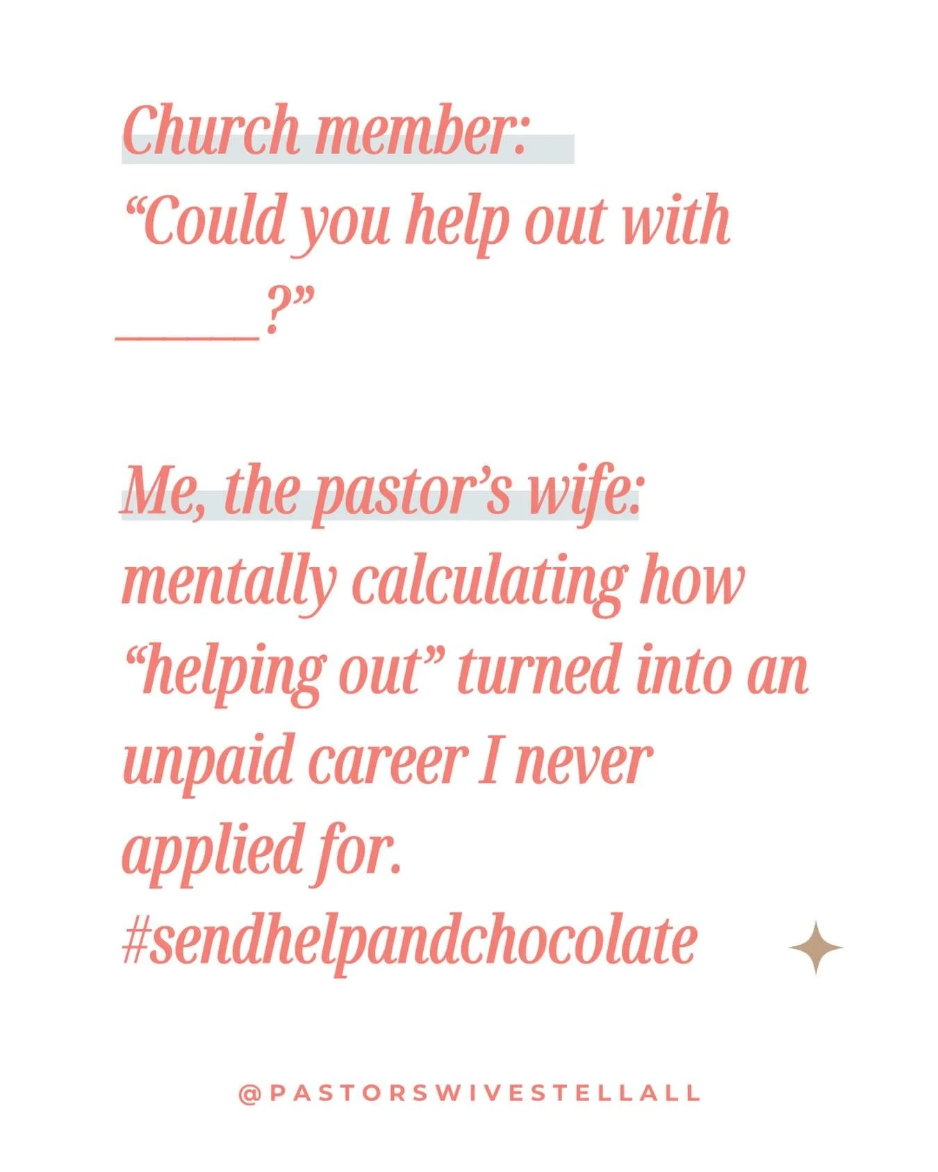 If you know, you know. 🤣

But really&hellip; we LOVE what we do, and we adore our churches. They&rsquo;re our family. We wouldn&rsquo;t want to be anywhere else. ❤️🙌🏼

That said &mdash; sometimes we&rsquo;re exhausted not just because ministry is 