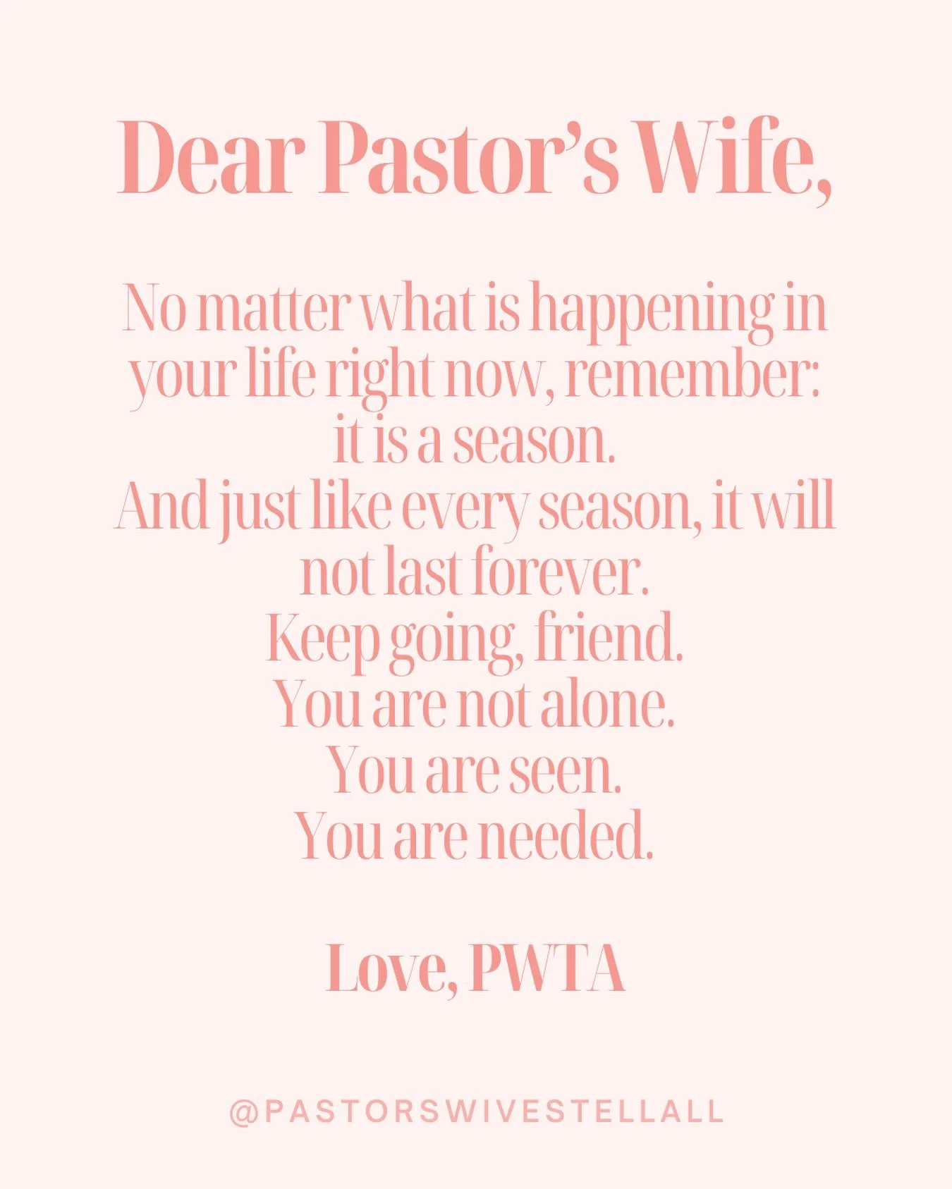 Seasons come and go.
And this too shall pass. 😉 

#pastorswives #pastorswife #churchcommunity #christiancommunity #churchleadership