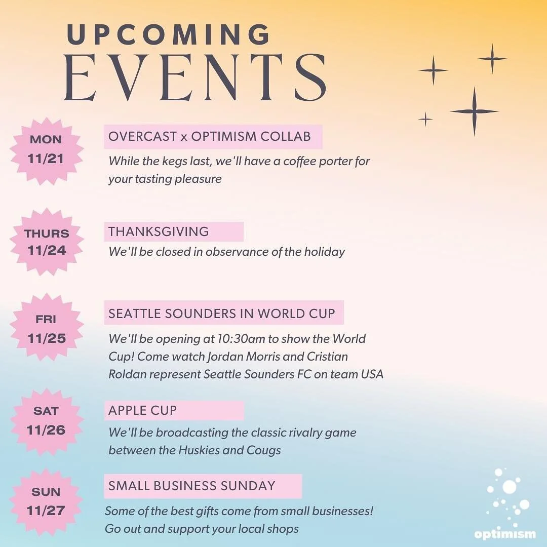 Check out the upcoming events we&rsquo;ve got going on! We hope you can join us. 🍻