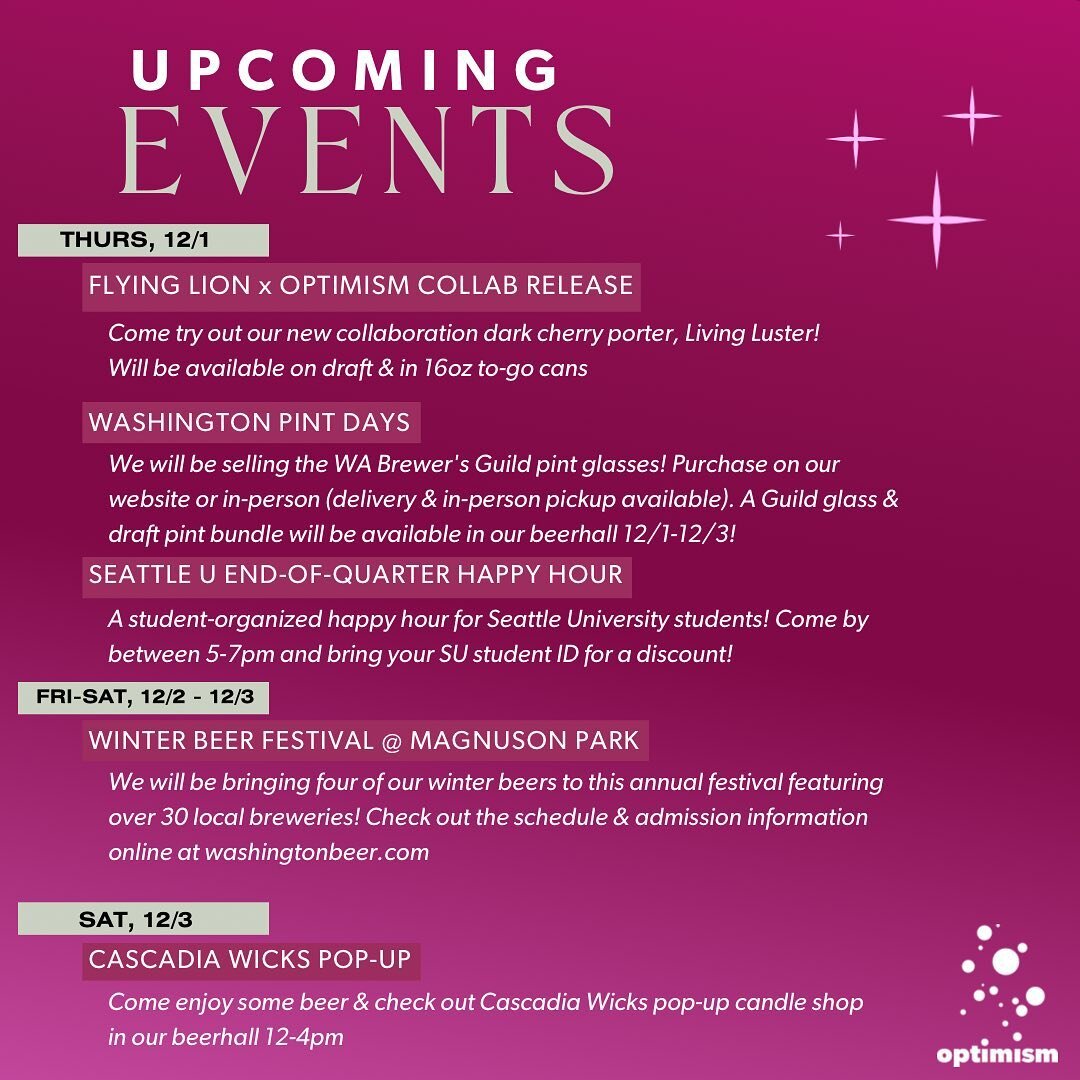 We&rsquo;ve got some exciting events happening this week! Swipe through for more details 😊🍻