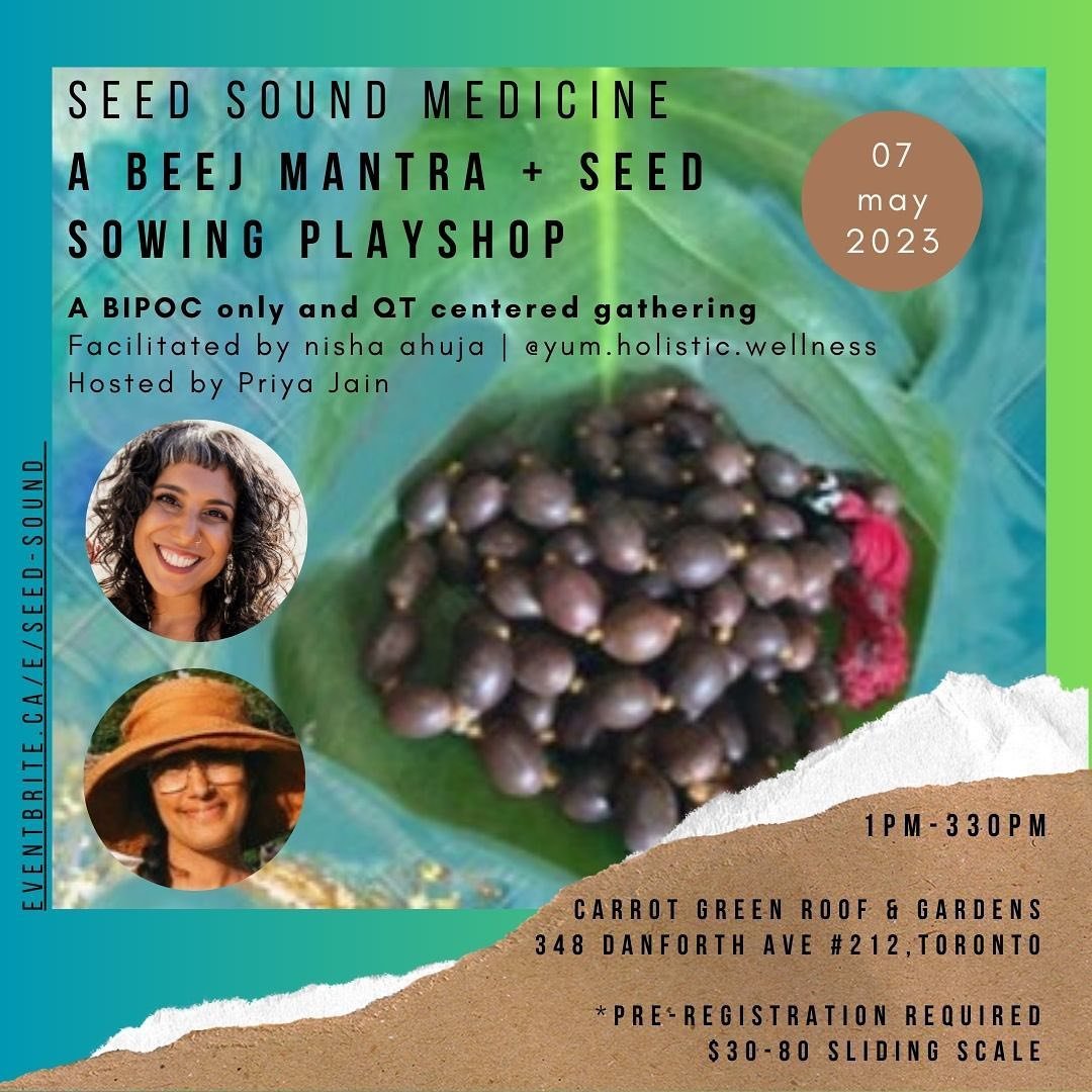 TORONTO! Cannot wait to see you soon and share this post-eclipse offering next weekend!! 

*Pre-Registration Required *
by Friday May 5, 5PM EST
Link in the bio
💗🪷💗

SEED SOUND MEDICINE : A Beej Mantra + Seed Sowing Playshop
* A BIPOC Only &amp; Q
