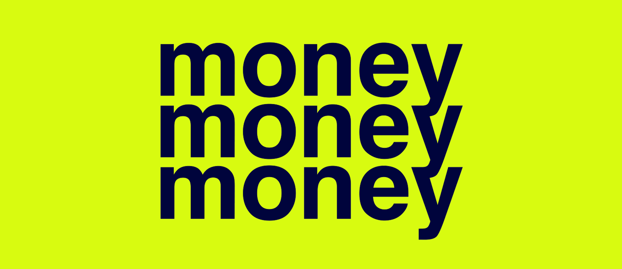 Repeated word 'money' in bold navy text on a light purple background