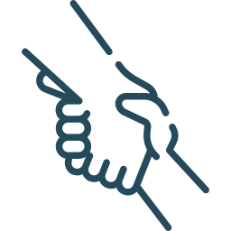 Simple line drawing of two hands shaking.