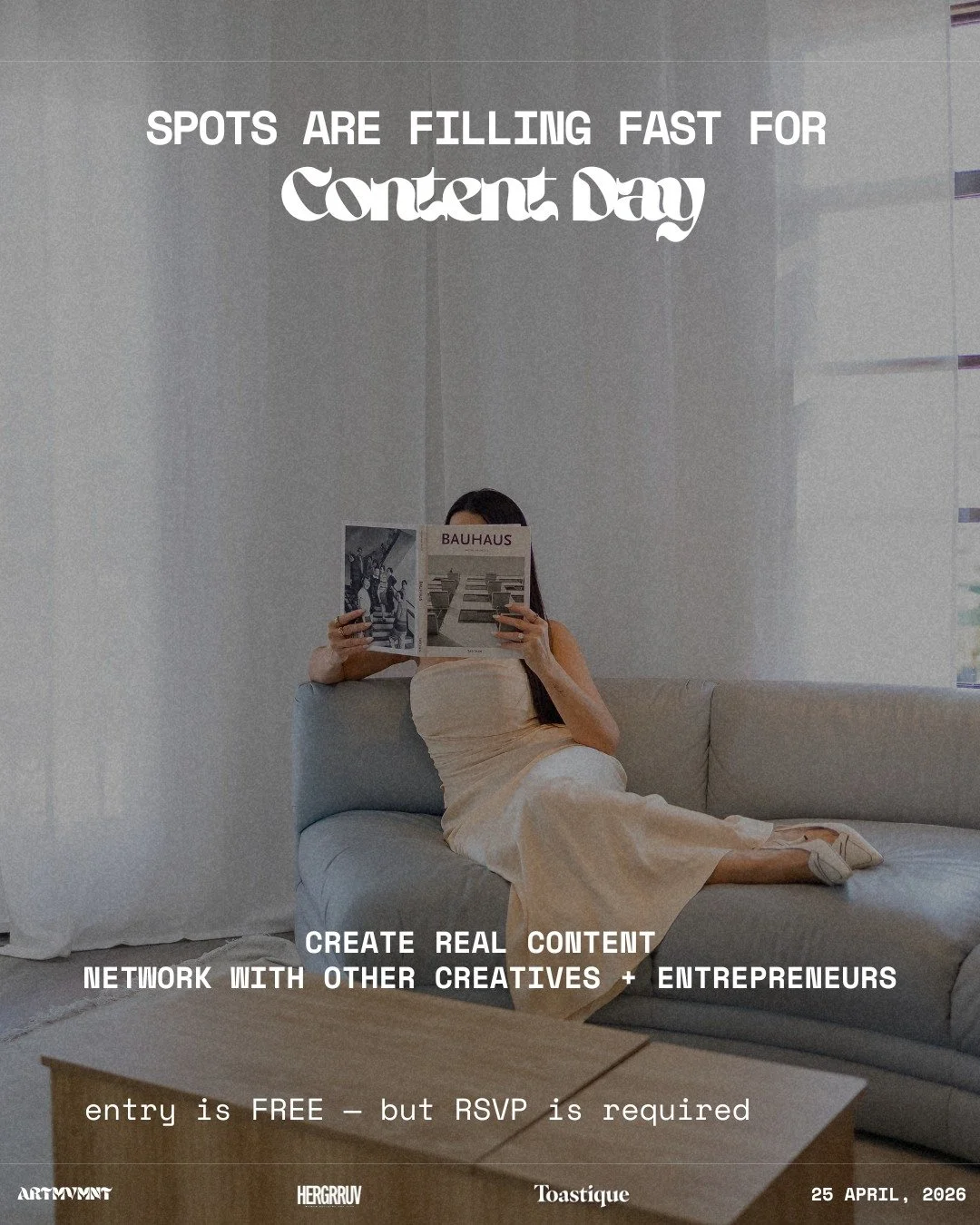 Spots are filling fast for Content Day 🎥

This isn&rsquo;t just another event, it&rsquo;s a space to create, connect, and actually get things done.

Come as you are, bring your ideas or find them here. We&rsquo;ll take care of the rest.

What&rsquo;