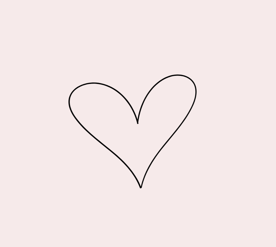 Black Loveheart outline on pale pink background