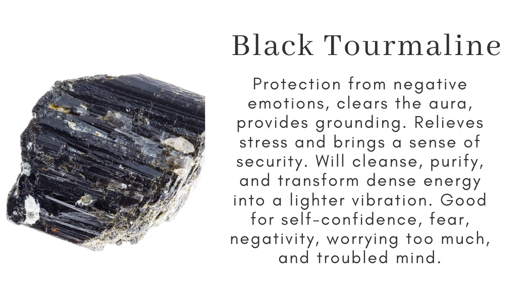 Black Tourmaline protection aura clearing grounding stress relief security cleanse purify transform energy self confidence fear negativity worry