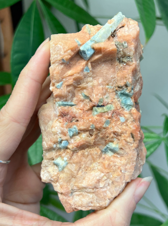 Orange Feldspar &amp; Aquamarine