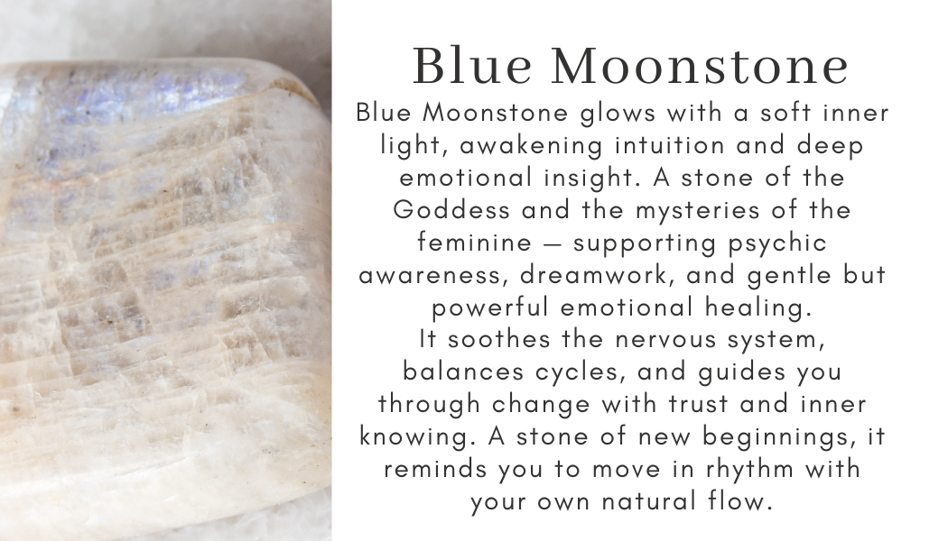 blue white iridescent moonstone Find Your Center