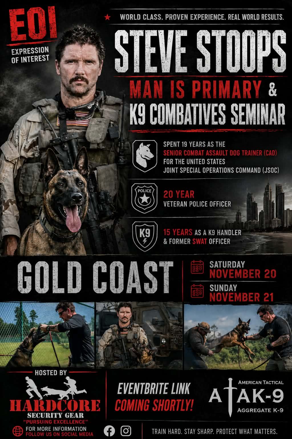Steeve Stoops- Man is Primary and K9 Combatitives Workshop - AUDIT SPOT - Gold Coast 2026