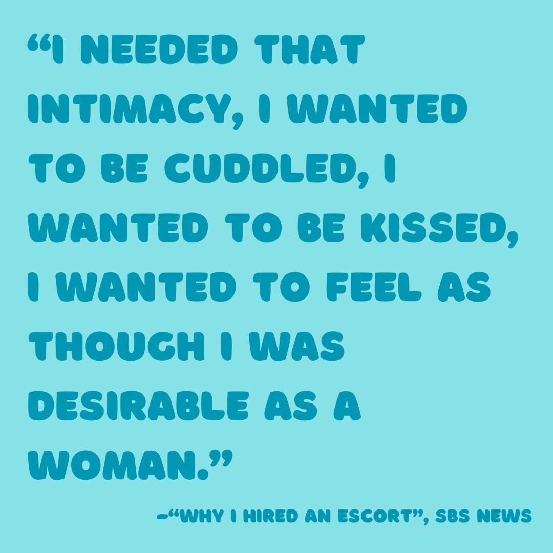 Quote from the article &quot;I wanted to be cuddled': Why I hired an escort.&quot; by SBS News.⁠
.⁠
.⁠
.⁠
SX workers and their clients come from all walks of life. People enter the business and pay for the services for a variety of reasons. We though