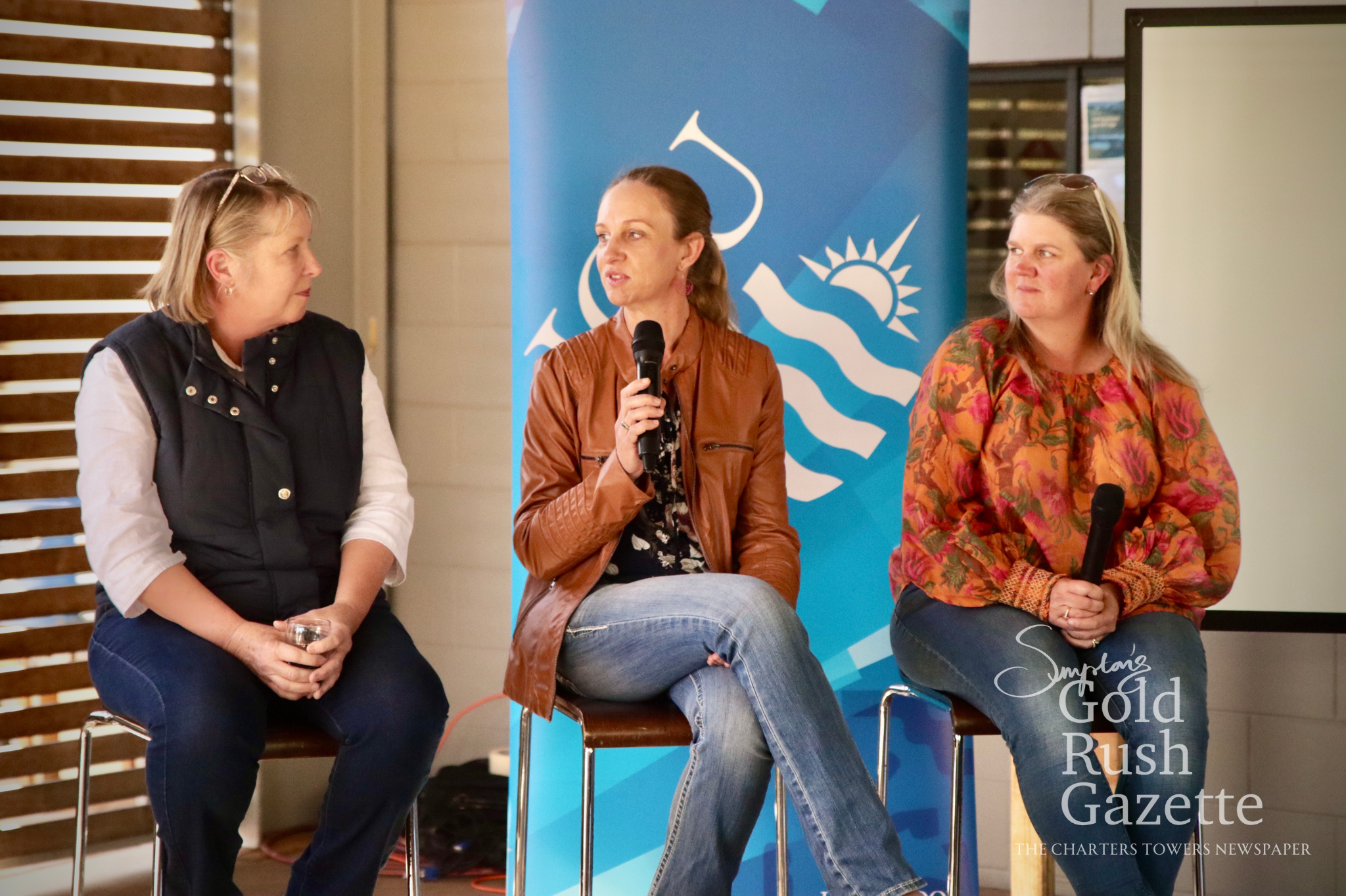 Speakers Jenny Black, Fran Lyons, and Kylie Stretton at the Harvesting Strength: Stories of Grit & Growth women’s luncheon held at the Charters Towers Golf Club (2025)