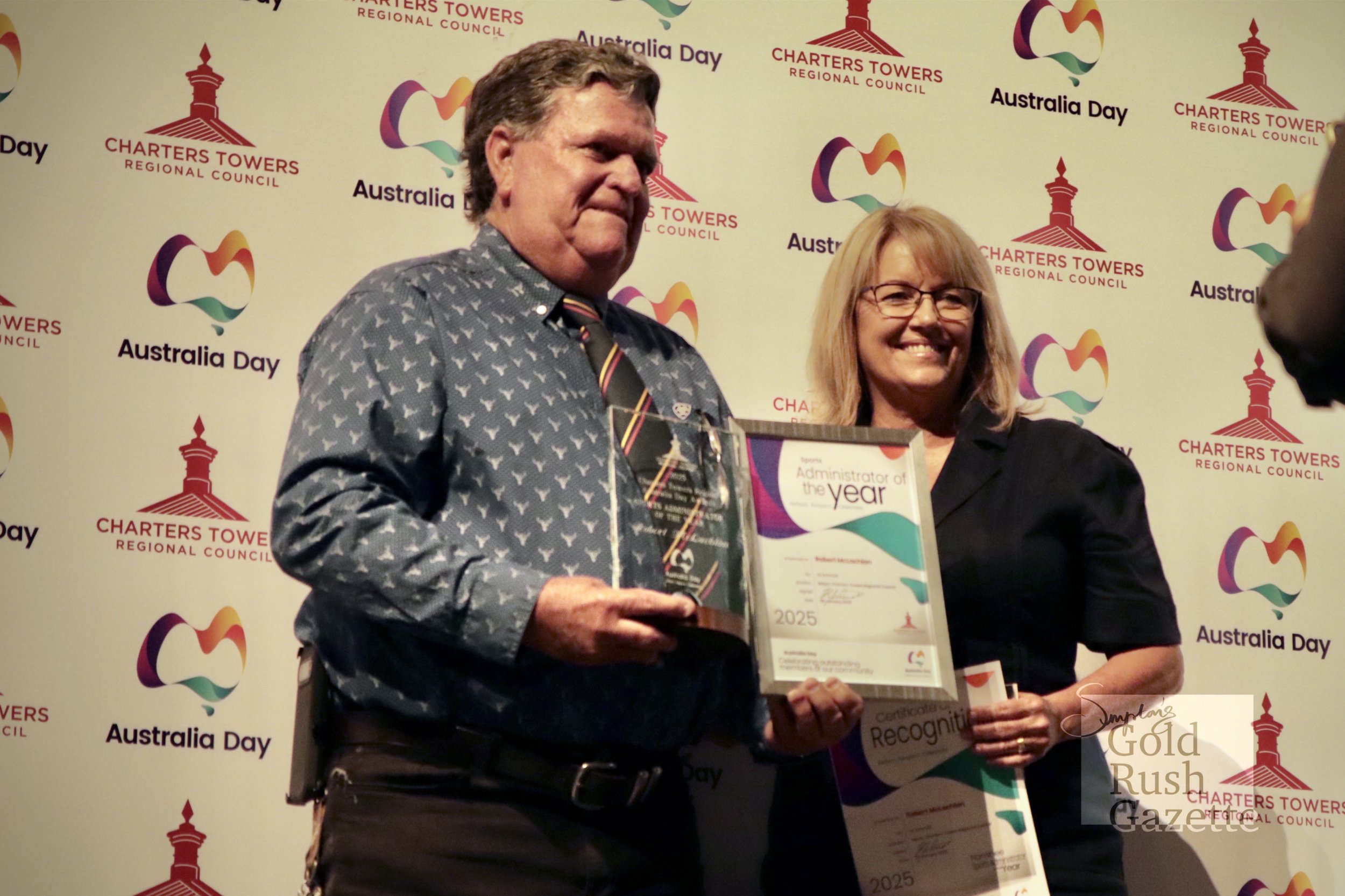 Winners of the 2025 Charters Towers Australia Day Awards ceremony at the World Theatre