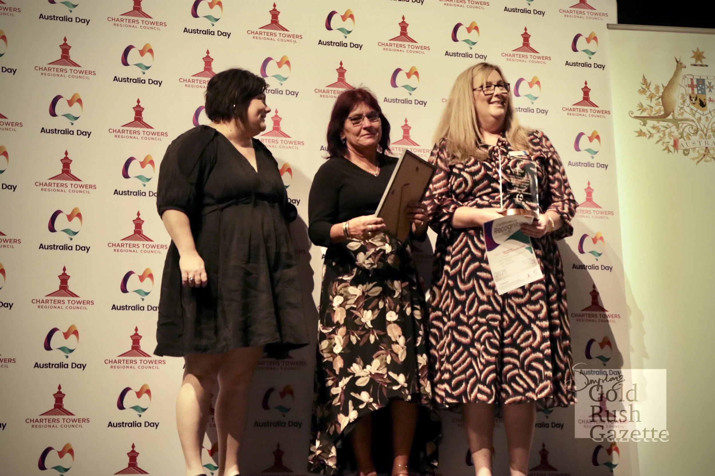 Winners of the 2025 Charters Towers Australia Day Awards ceremony at the World Theatre