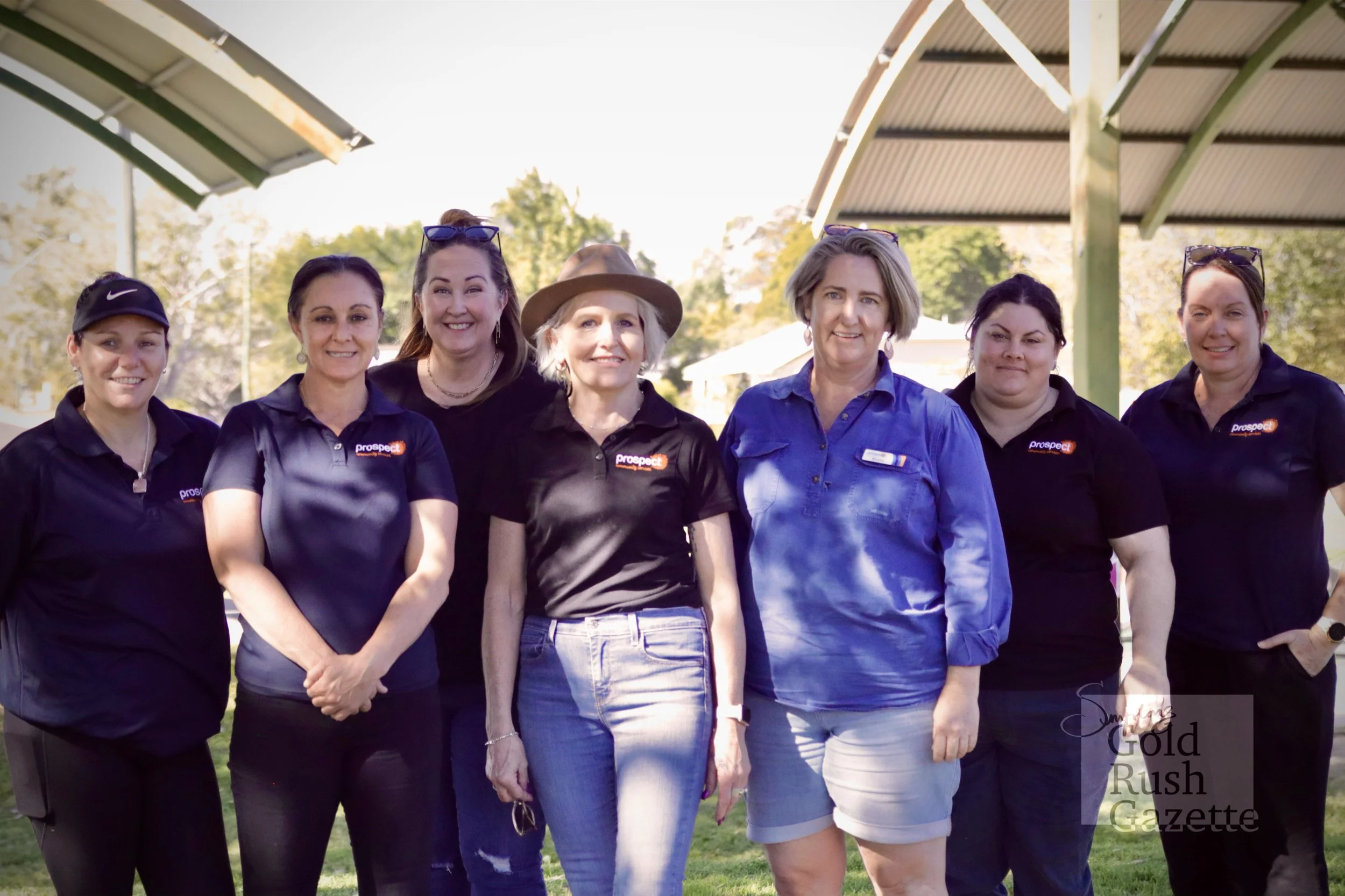 Dominique Gilmore, Melissa Jackson, Anita Godier, Faith Movigliatti, Kirstie Davison, Gayette Burt, and Kerry Brown at Prospect’s Youth Festival at the Charters Towers Defiance Mill Park