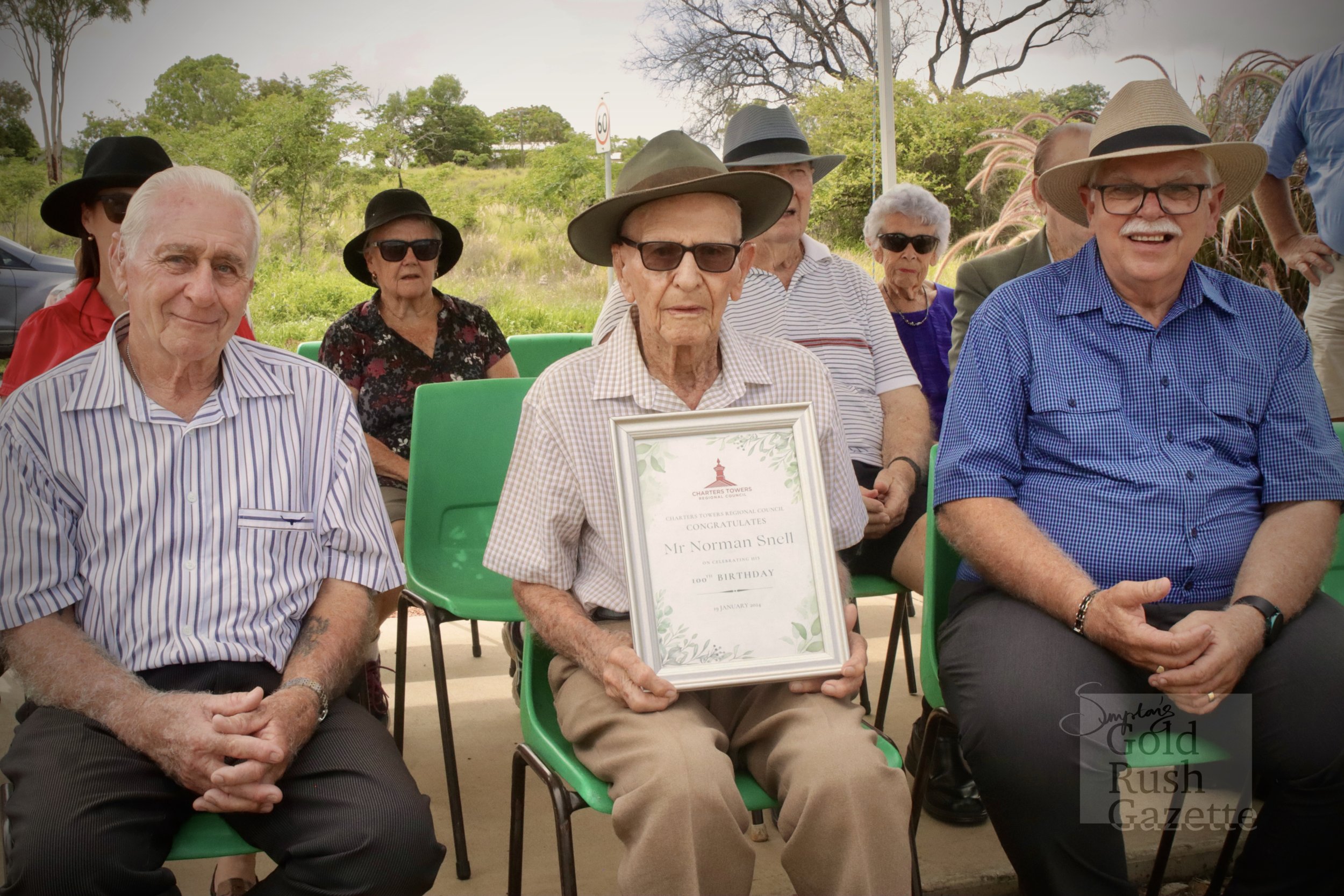 The tree planting ceremony held at Towers Hill by the Charters Towers Regional Council in celebration of Norm Snell's 100th Birthday (2024)