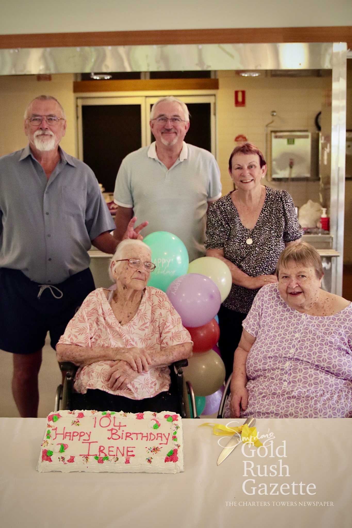 Irene Thomson and her family celebrating her 104th birthday event at Eventide (2026)