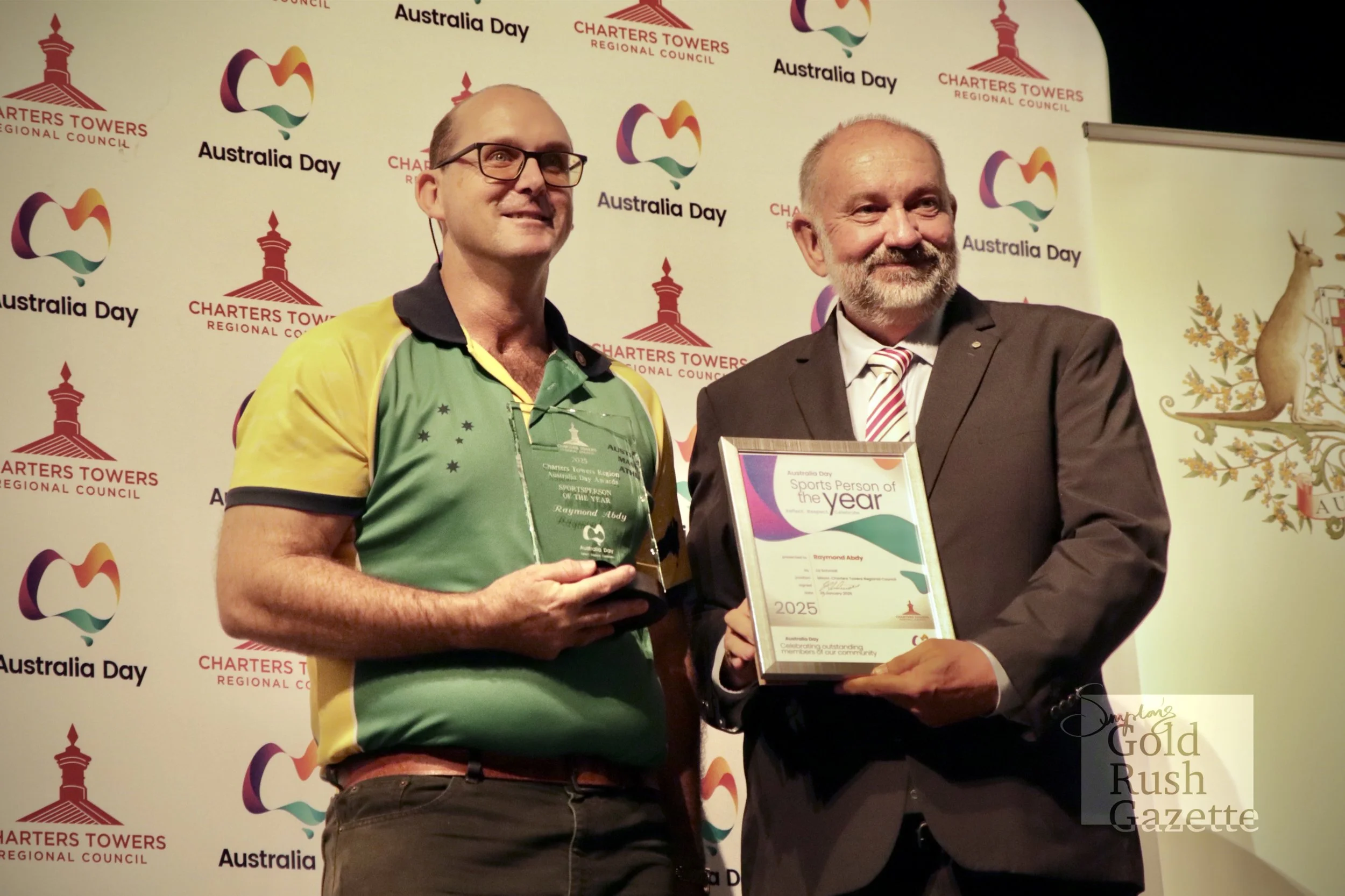 Winners of the 2025 Charters Towers Australia Day Awards ceremony at the World Theatre