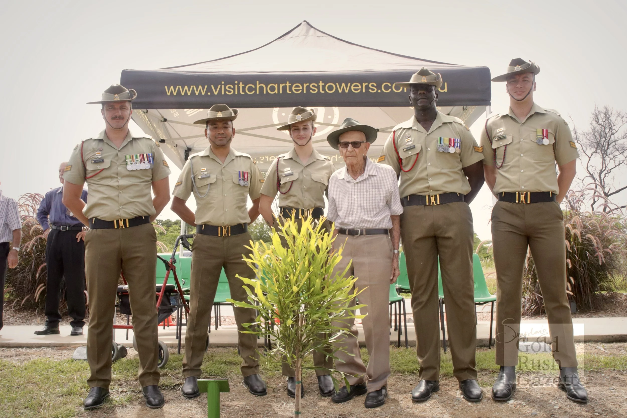 The tree planting ceremony held at Towers Hill by the Charters Towers Regional Council in celebration of Norm Snell's 100th Birthday (2024)