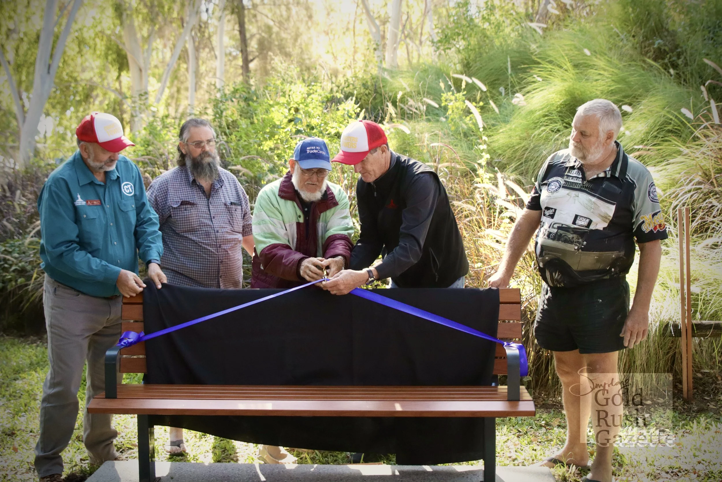 The unveiled Park Bench at Centenary Park dedicated to the memory of Val Cragg in recognition of her lifetime of service to the Charters Towers Community (2023)