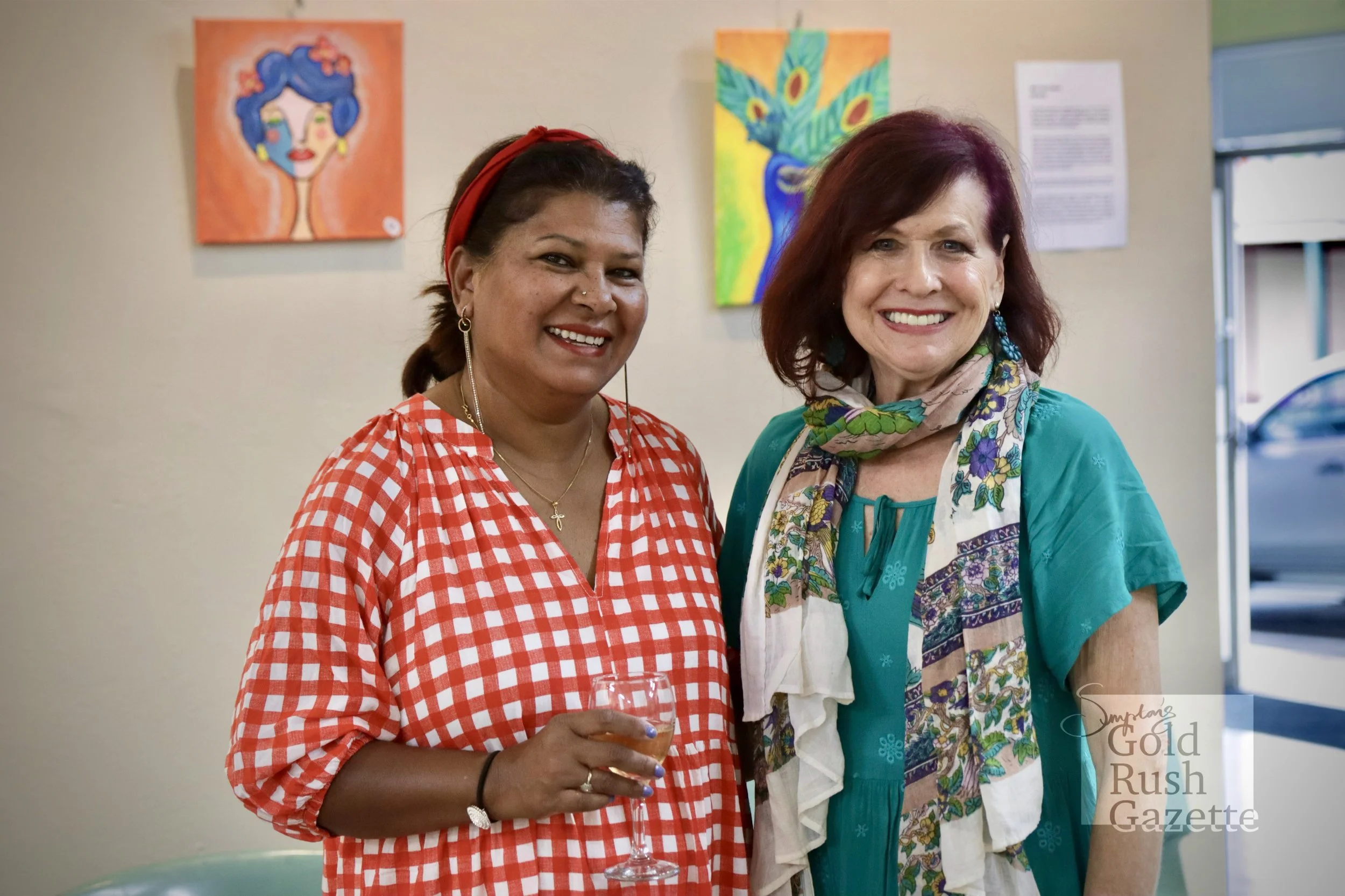 Karen Peter and Wendy Willmett at the Paint and Sip Art Exhibition at the Mike Carney Creative Industries Centre (2024)