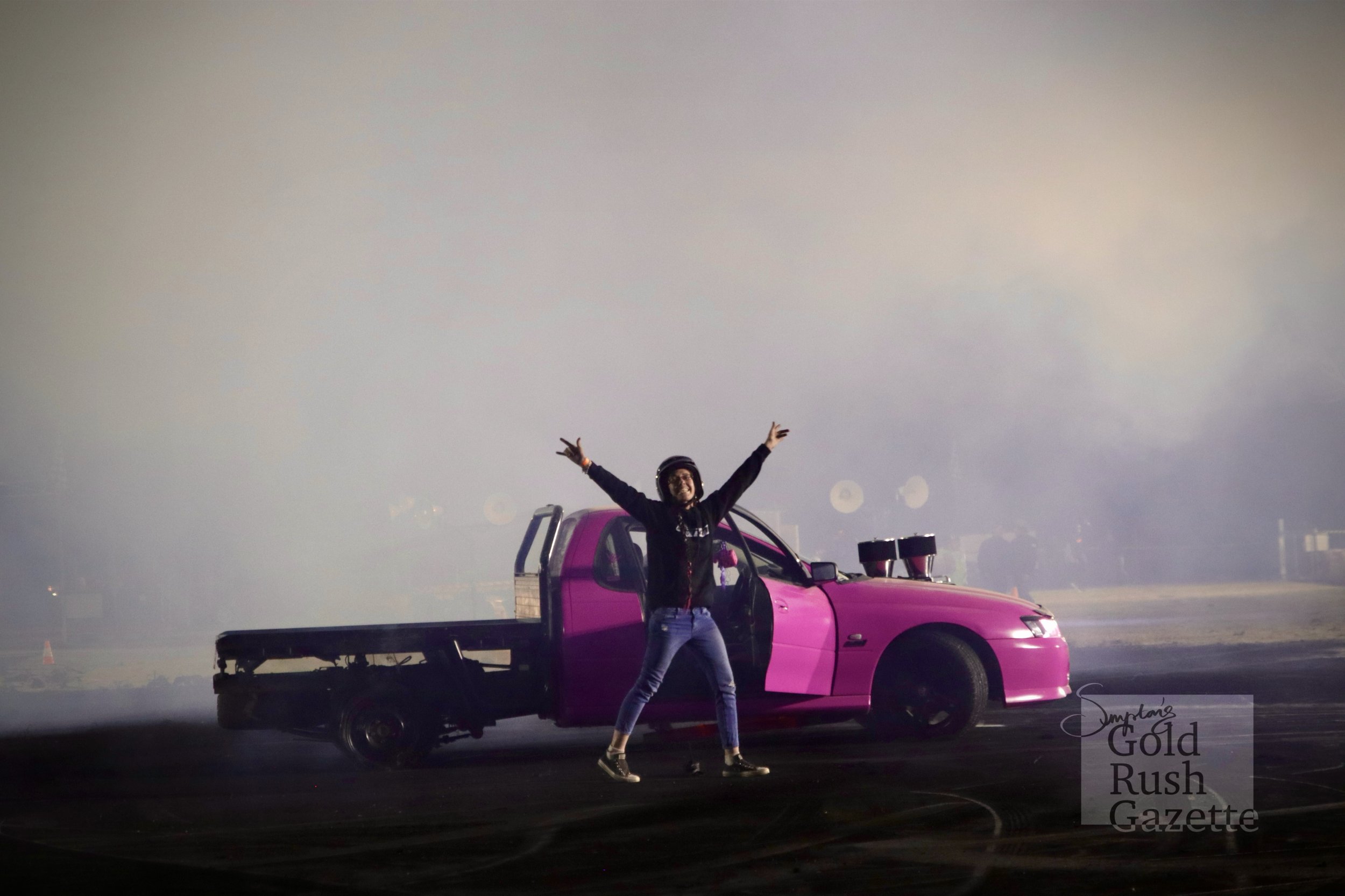 Driver Renee N Kyran at the 2024 Skidfest held by the held by the Charters Towers Burnout Club Inc