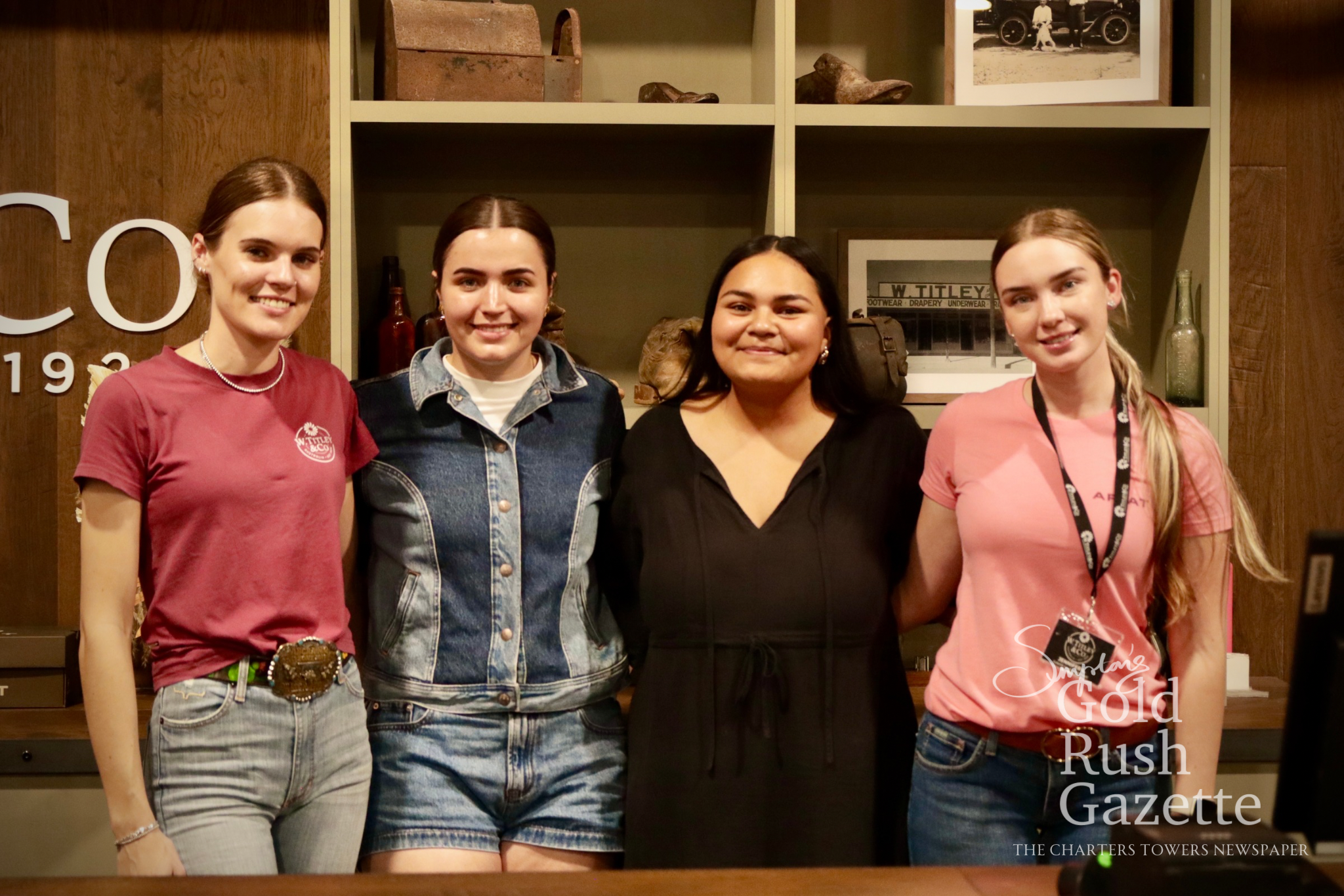 Titley Staff Members Serenity, Liv, Shakira, and Jen at the 2025 Heart of the Goldfields Rodeo Meet & Greet at Titleys Western Wear