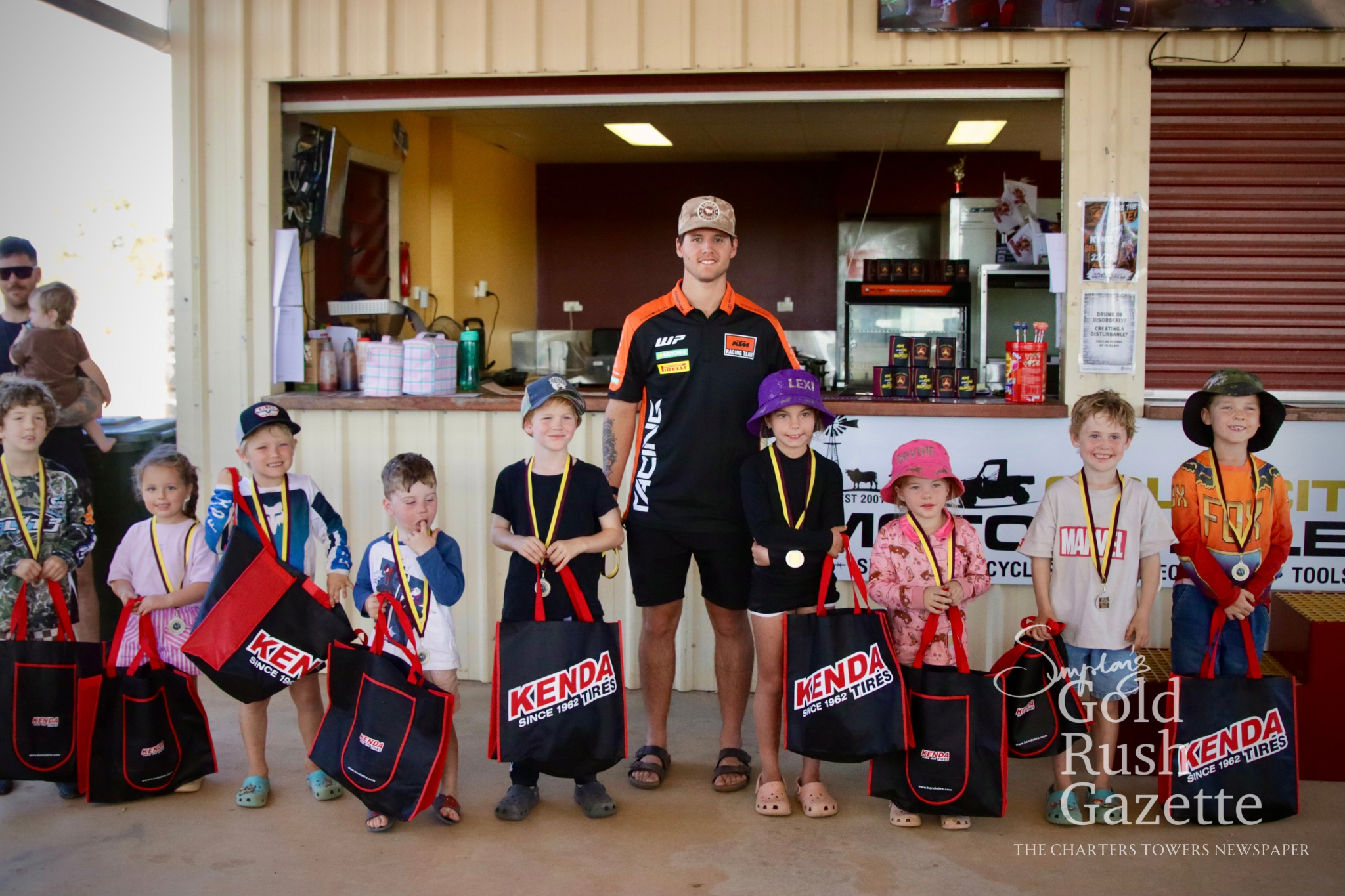 Junior competitors with King of the Goldfields Champion Zachary Watson at the 2026 King of the Goldfields awards presentation