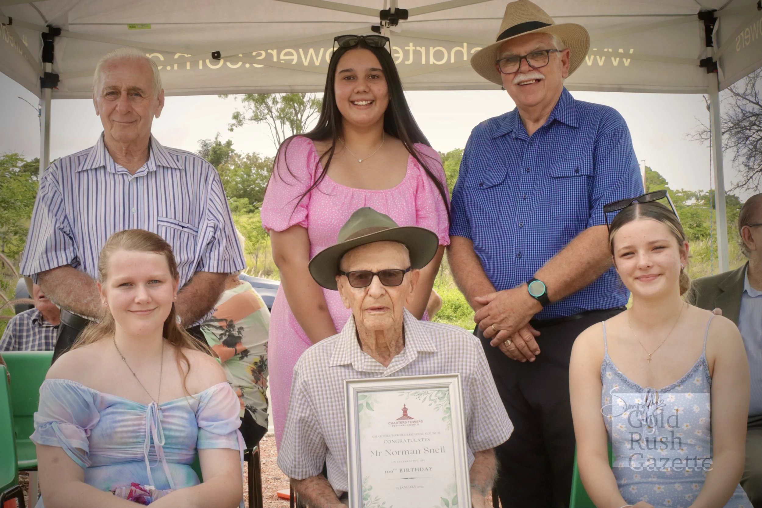 The tree planting ceremony held at Towers Hill by the Charters Towers Regional Council in celebration of Norm Snell's 100th Birthday (2024)