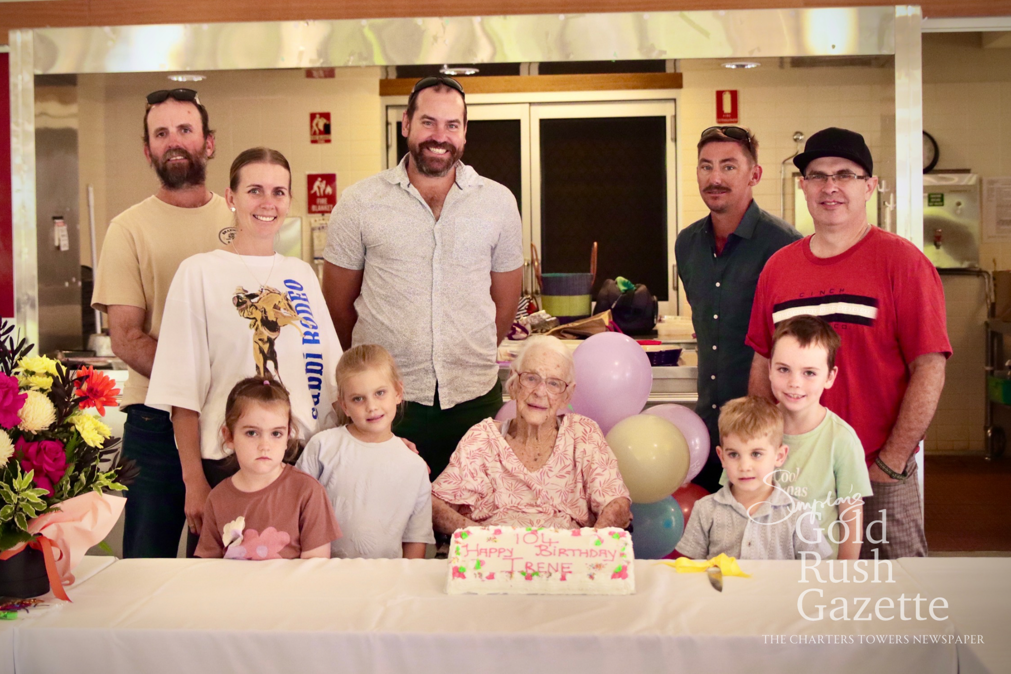 Irene Thomson and her family celebrating her 104th birthday event at Eventide (2026)
