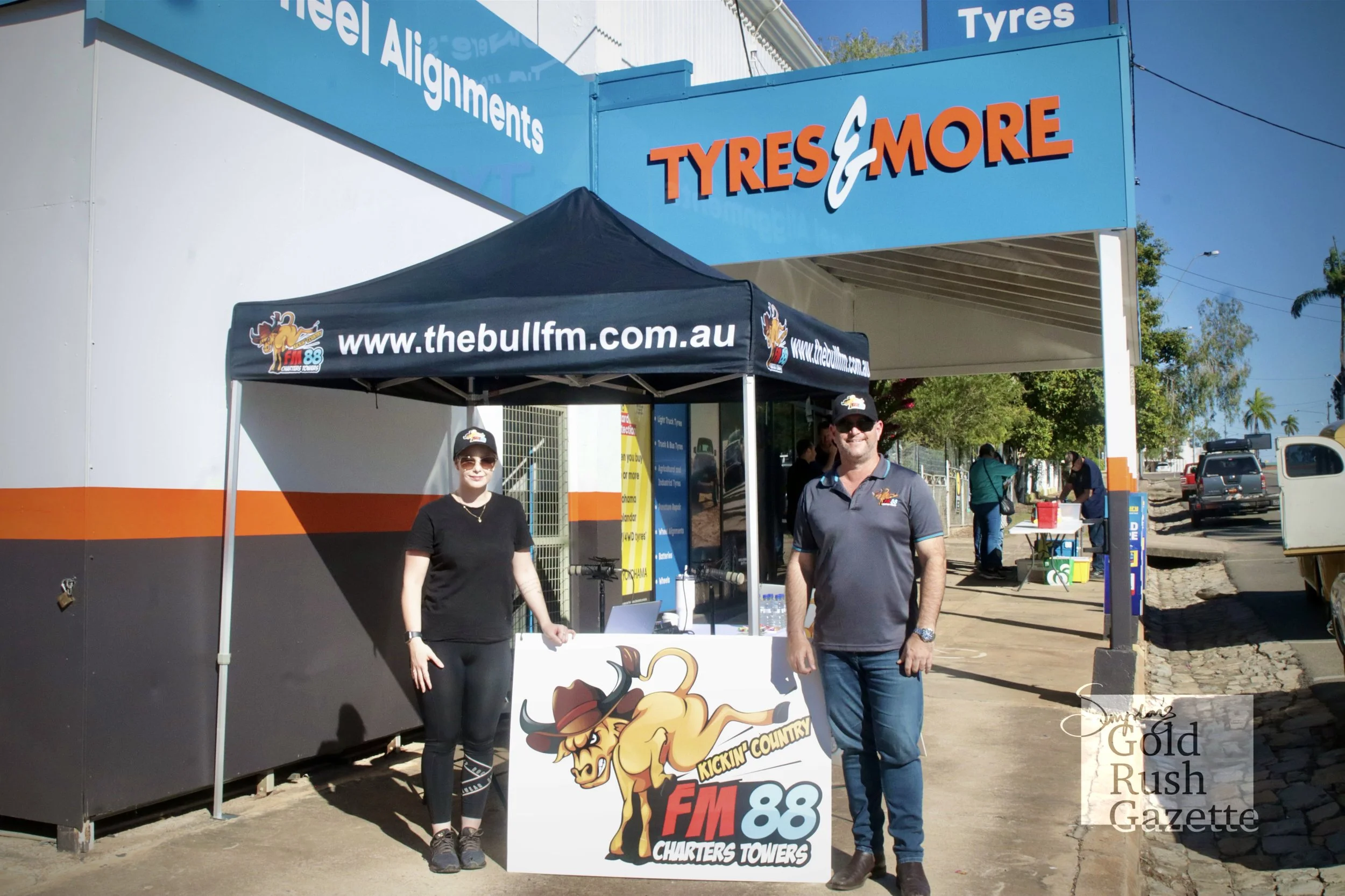 Jason Wolfgram and Tamika Wolfgram at the Towers Tyres and More Grand Opening (2024)