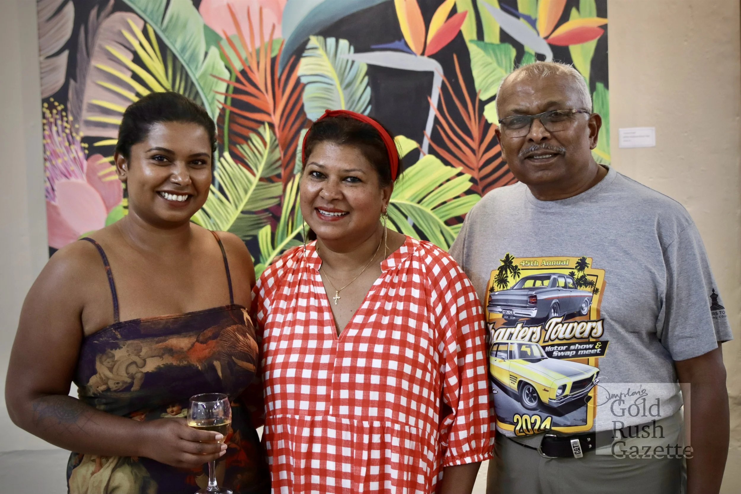 Stephanie Peter, Karen Peter and Chris Peter at the Paint and Sip Art Exhibition at the Mike Carney Creative Industries Centre (2024)