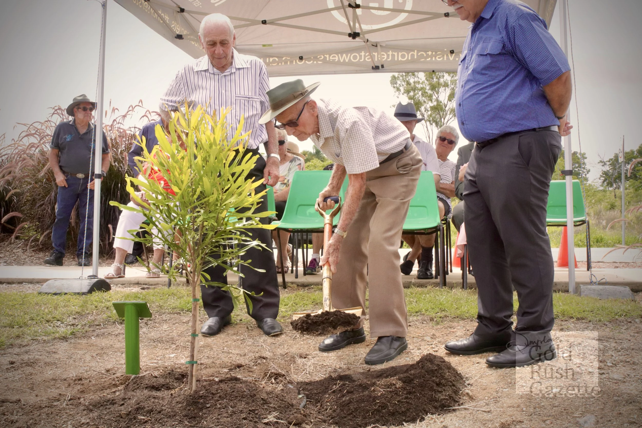 The tree planting ceremony held at Towers Hill by the Charters Towers Regional Council in celebration of Norm Snell's 100th Birthday (2024)