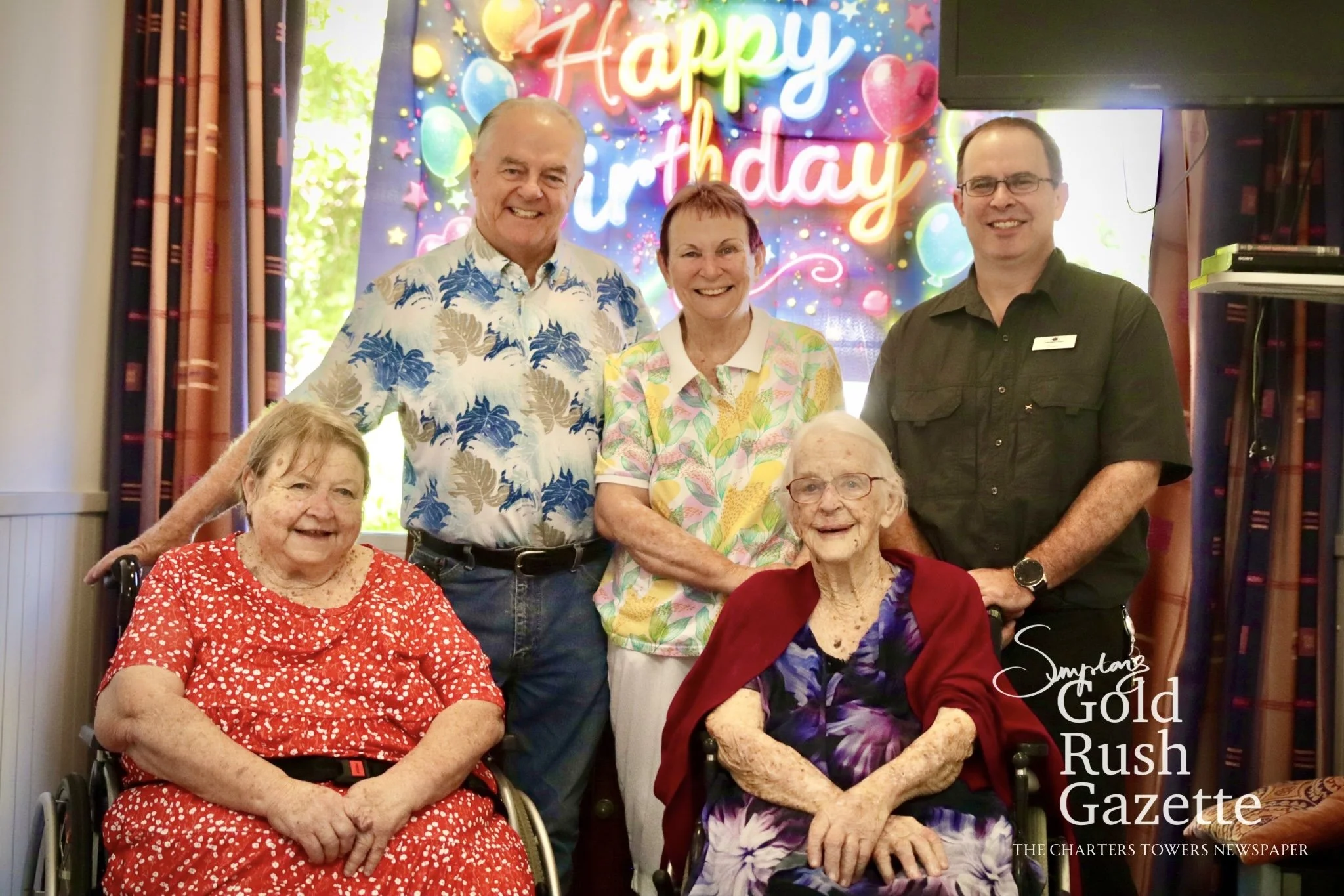 Irene Thomson and her family celebrating her 104th birthday event at Eventide (2026)